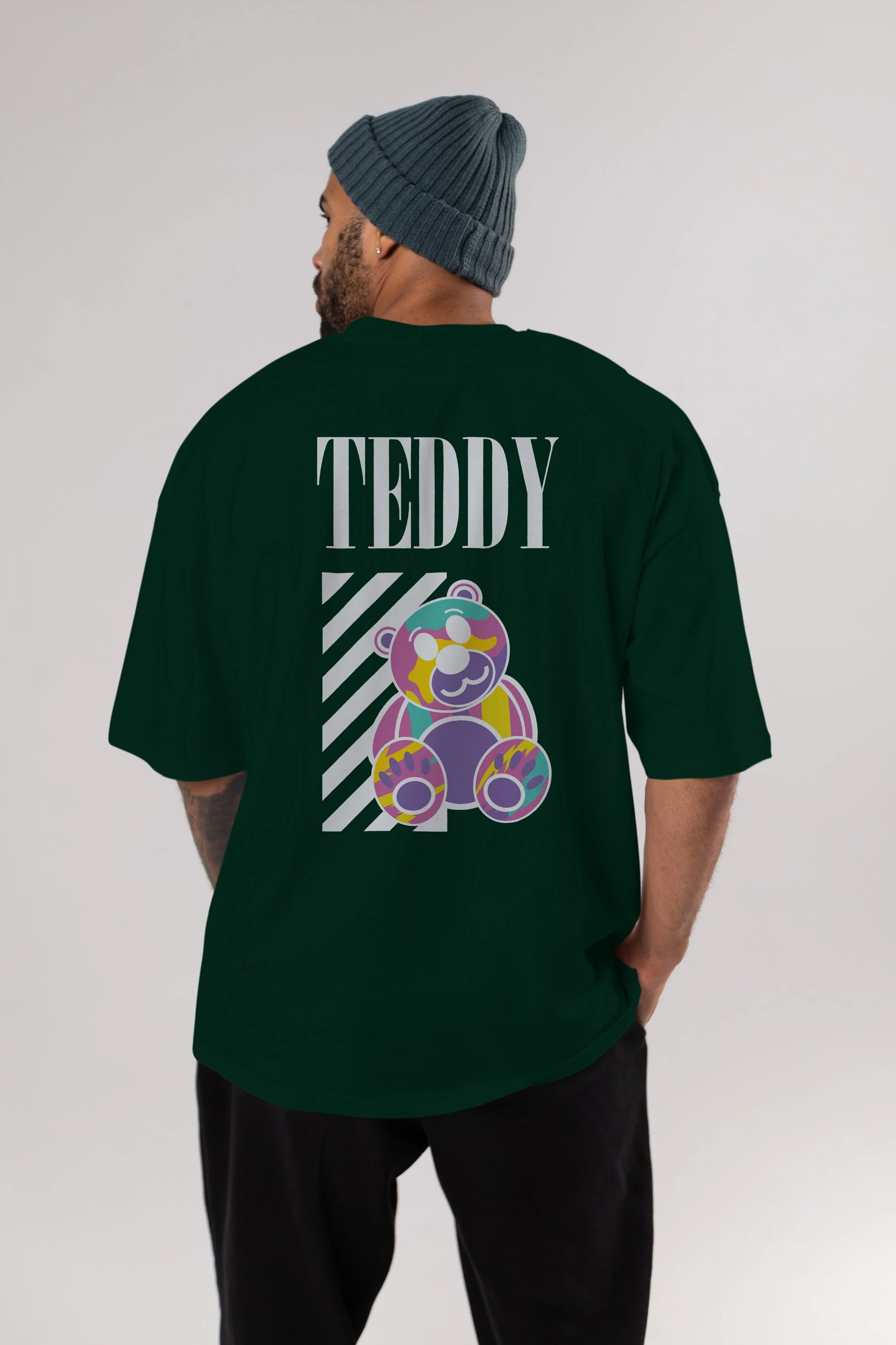Teddy Bear 2 Arka Baskılı Oversize t-shirt Erkek Kadın Unisex