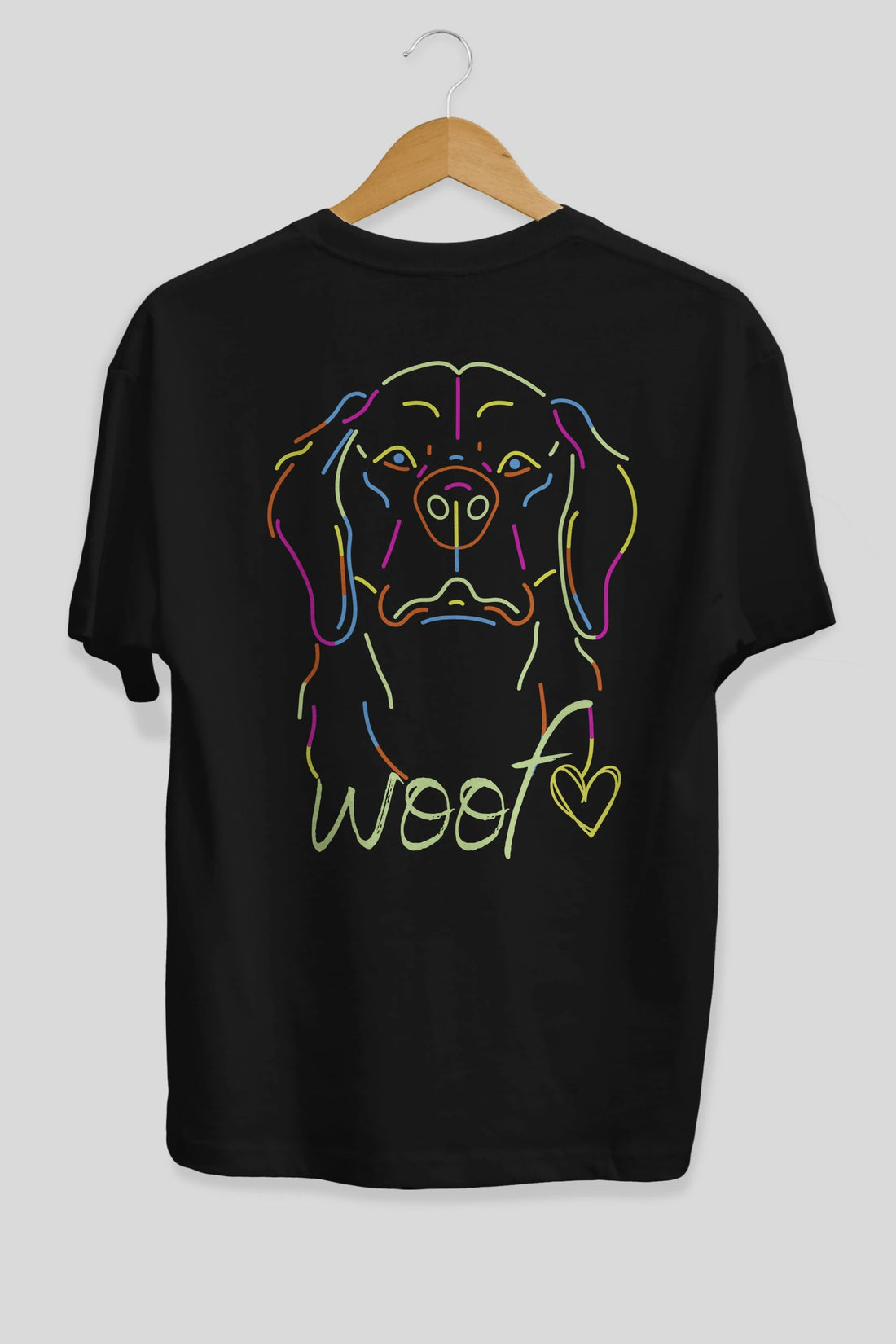 Neon Dog Arka Baskılı Oversize t-shirt Erkek Kadın Unisex