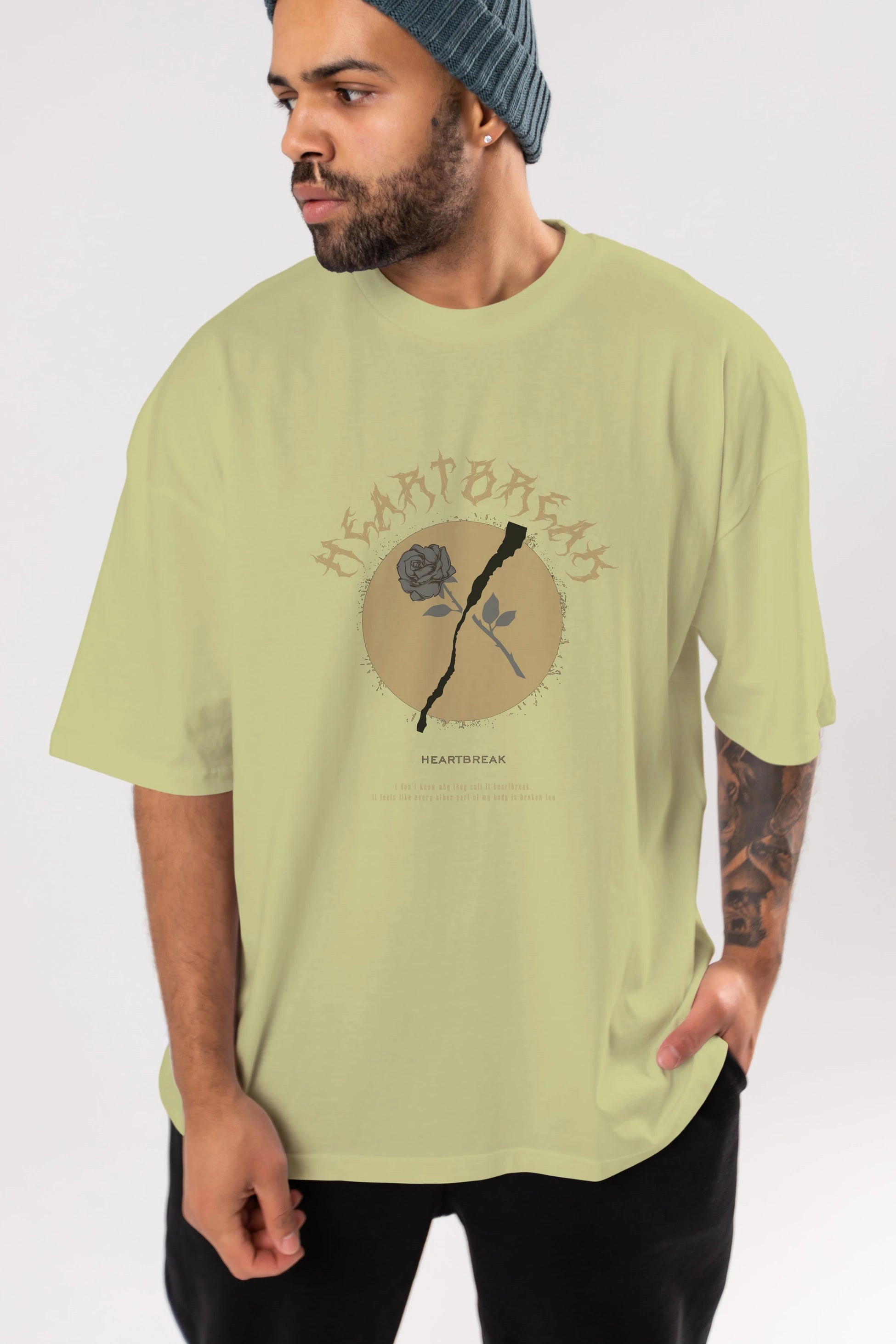 Heartbreak Ön Baskılı Oversize t-shirt Erkek Kadın Unisex