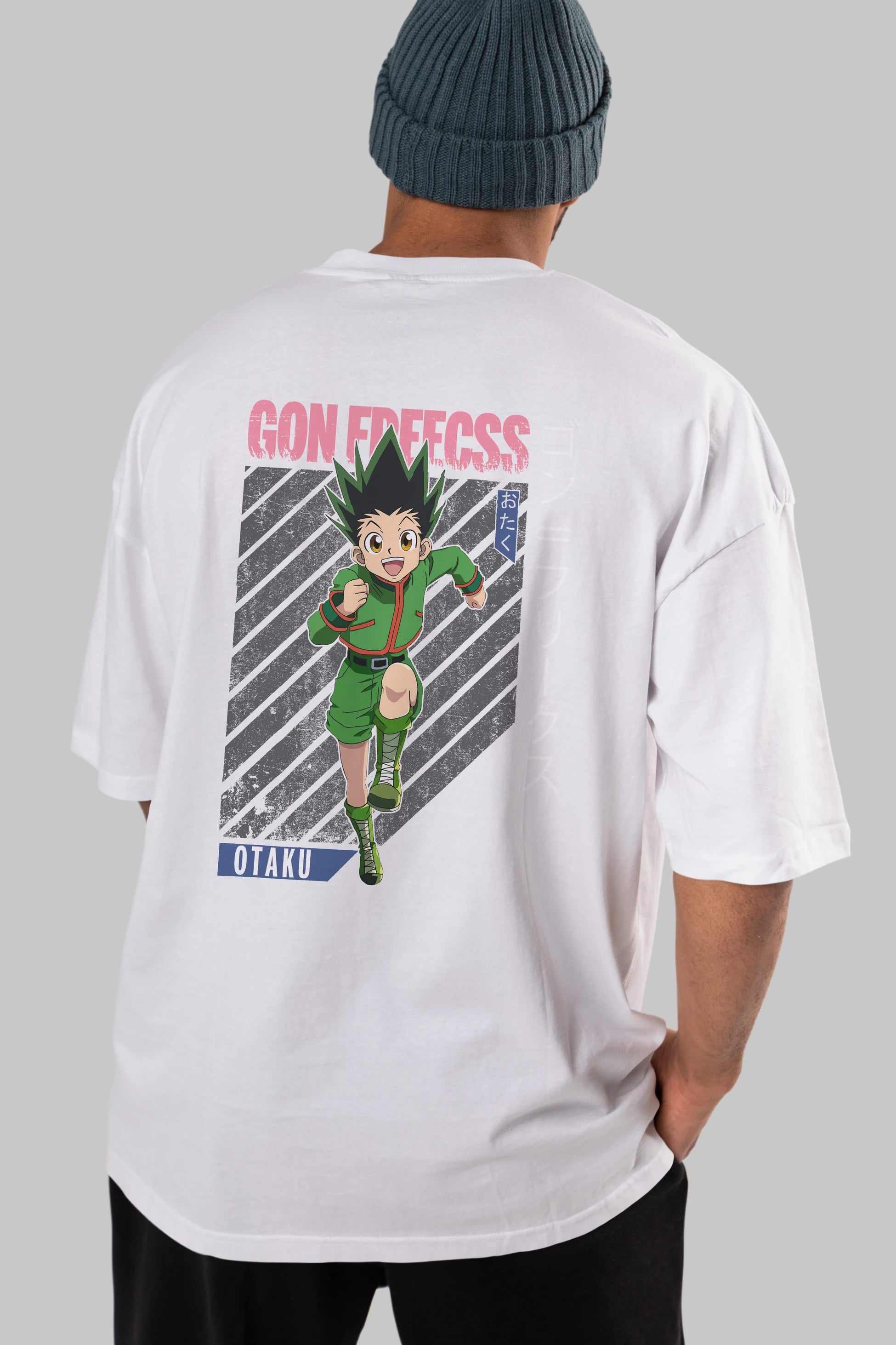 Gon Freecss HUNTER X HUNTER Anime Arka Baskılı Oversize t-shirt Erkek Kadın Unisex