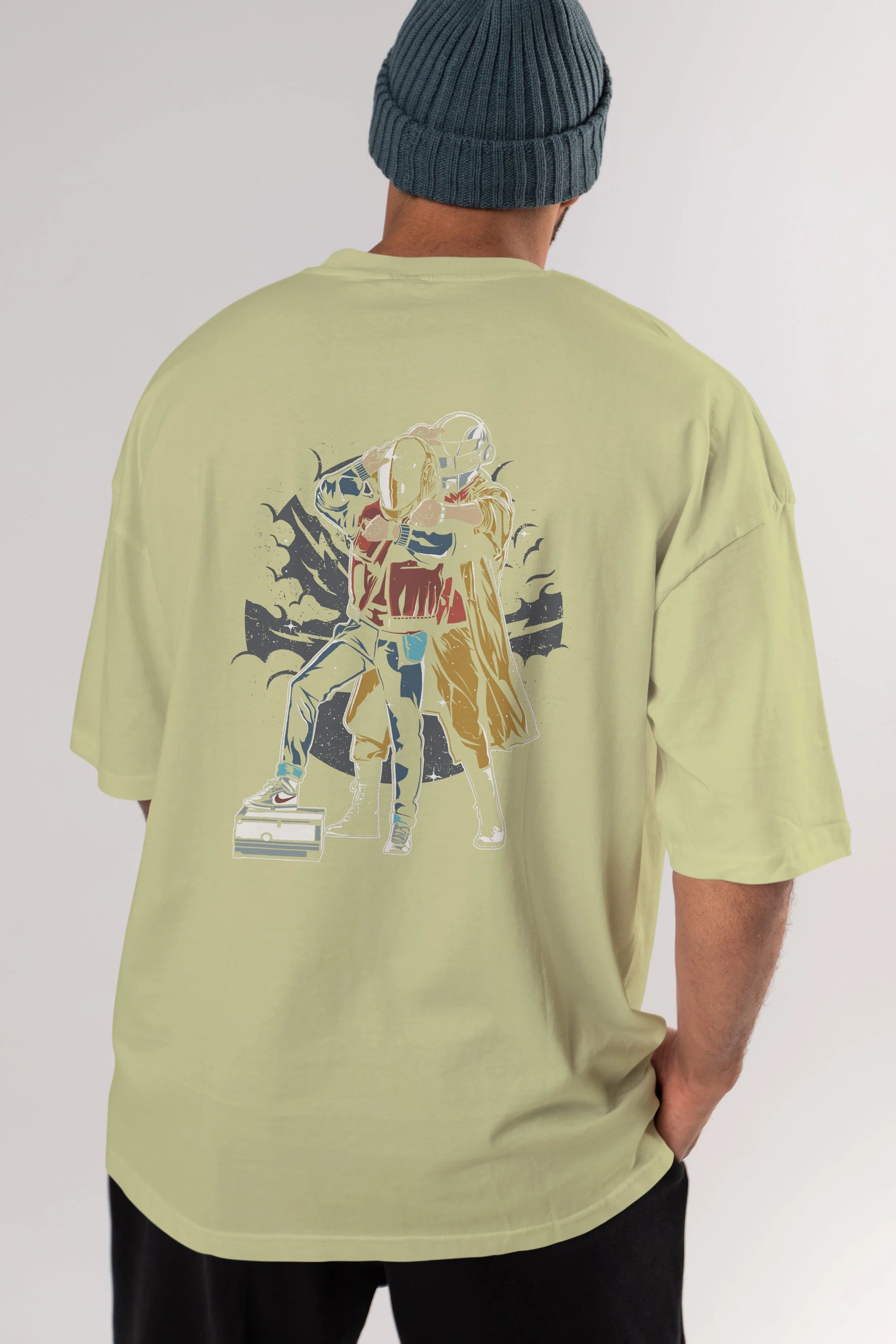 Back To The Beat Arka Baskılı Oversize t-shirt Erkek Kadın Unisex %100 Pamuk