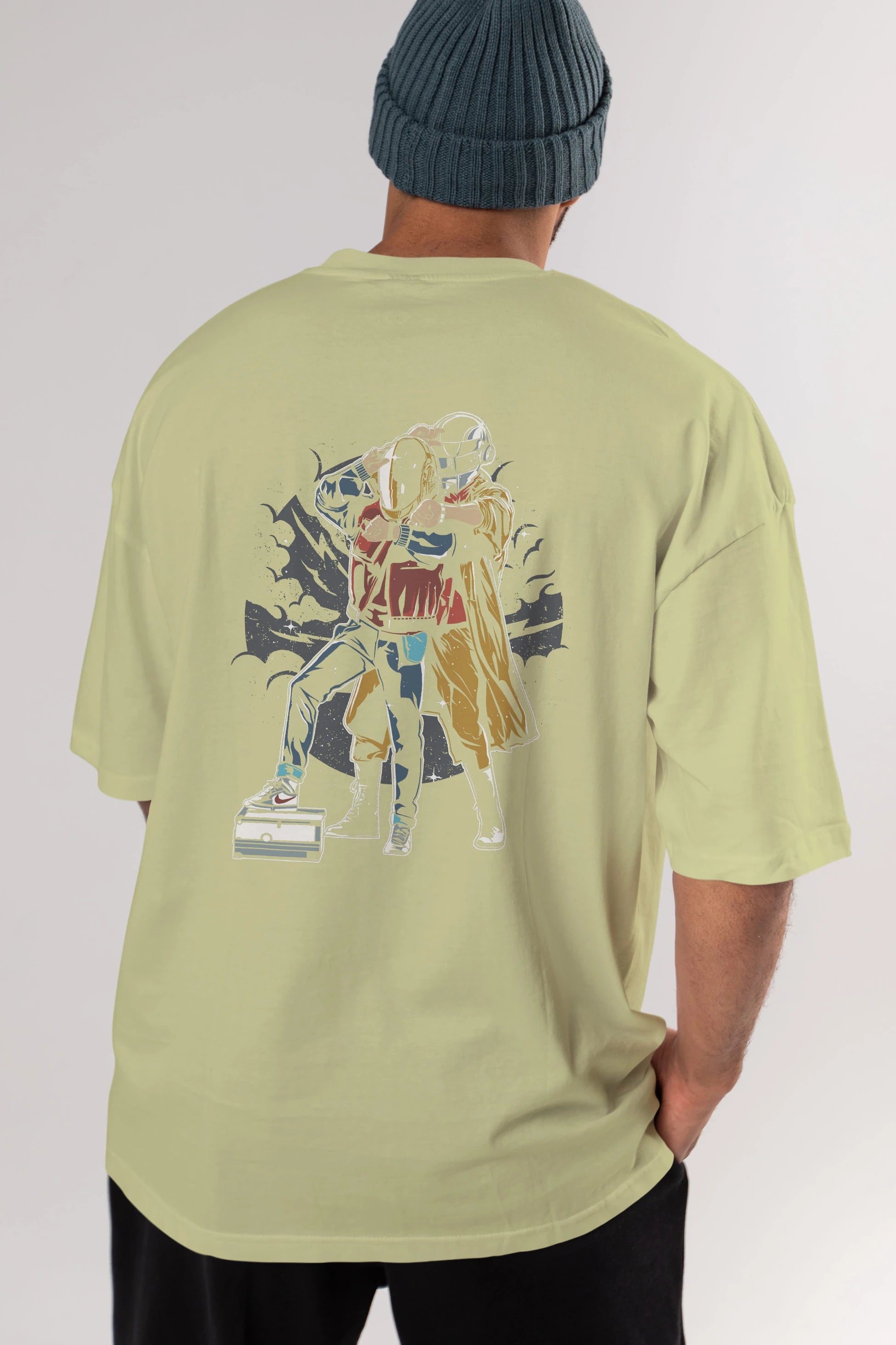 Back To The Beat Arka Baskılı Oversize t-shirt Erkek Kadın Unisex %100 Pamuk