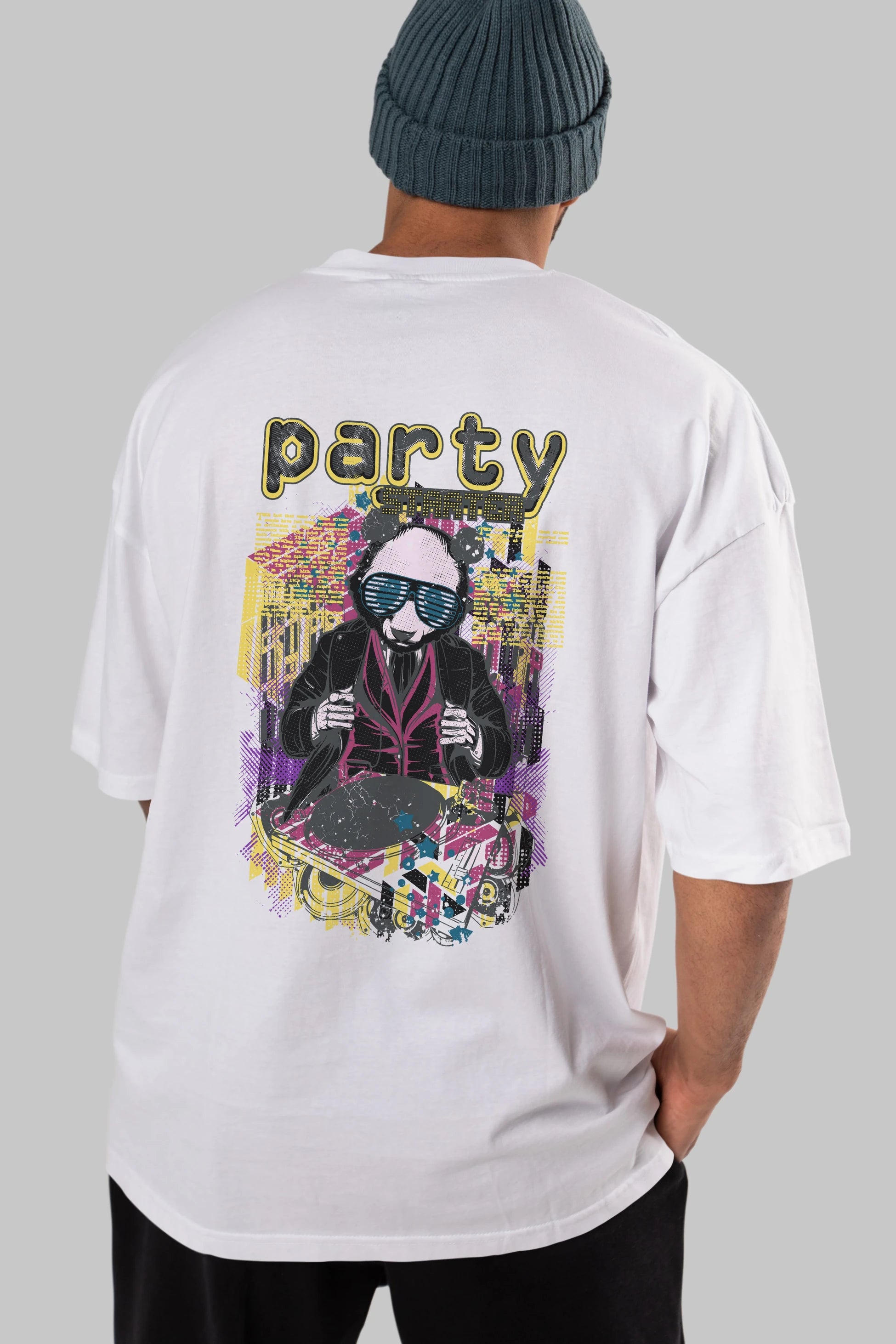 Party Starter Arka Baskılı Oversize t-shirt Erkek Kadın Unisex