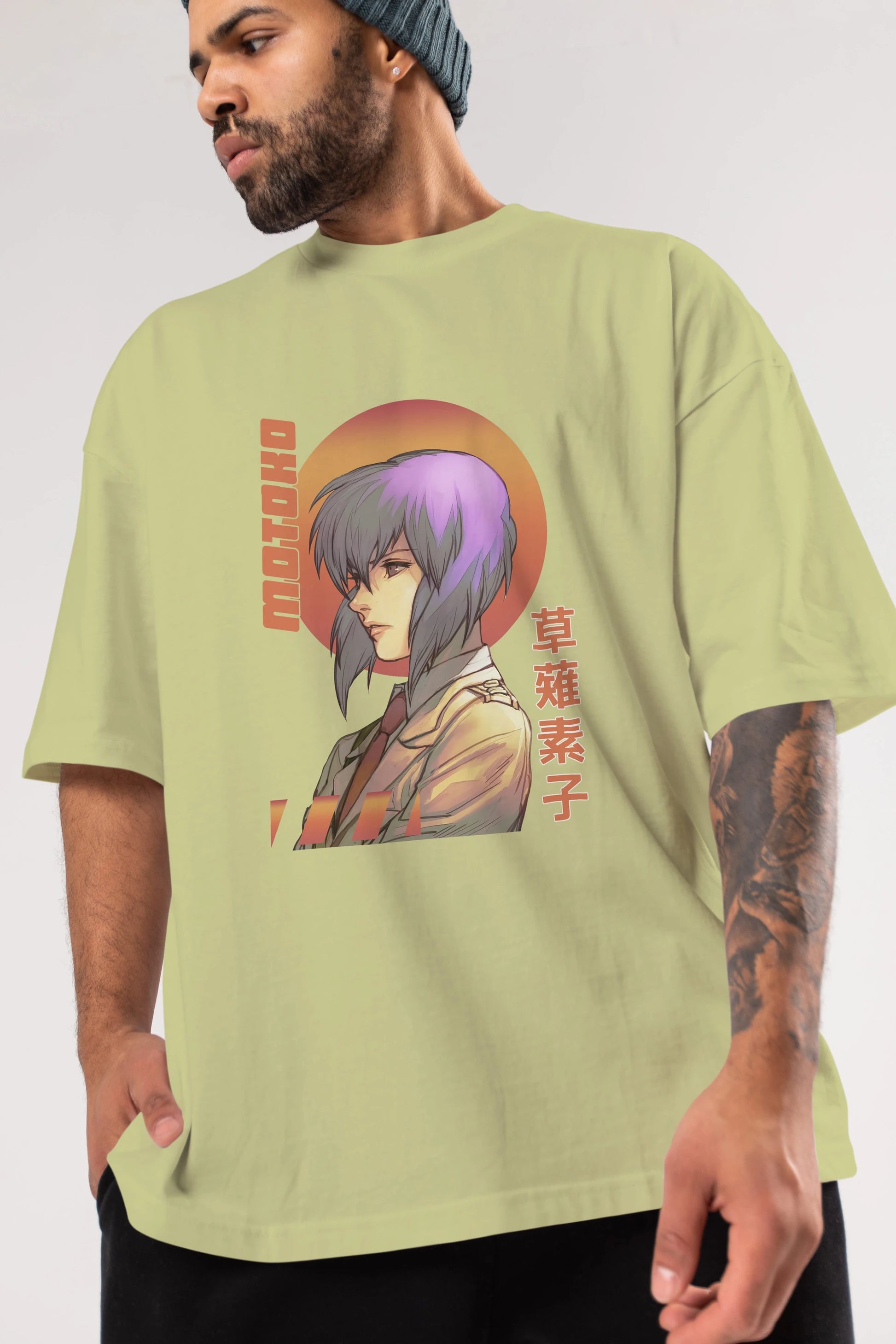 Motoko Kusanagi 10 Anime Ön Baskılı Oversize t-shirt %100 pamuk Erkek Kadın Unisex