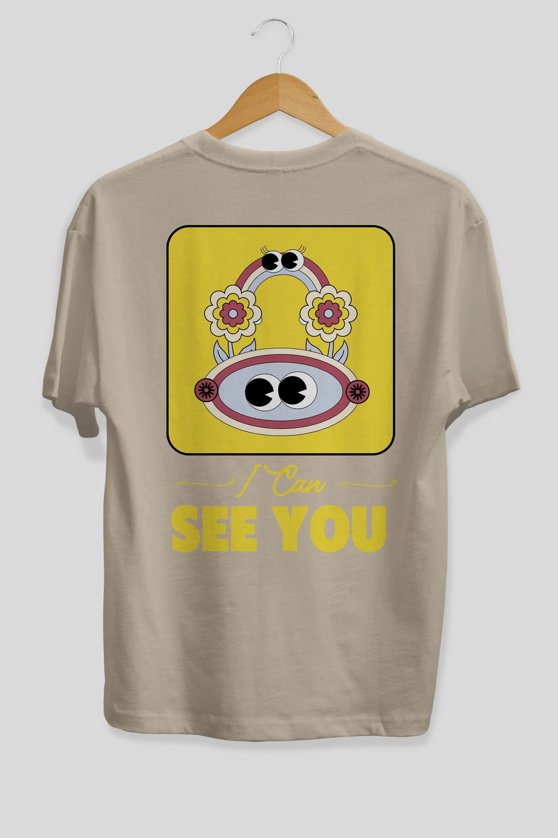 I Can See You Yazılı Arka Baskılı Oversize t-shirt Erkek Kadın Unisex