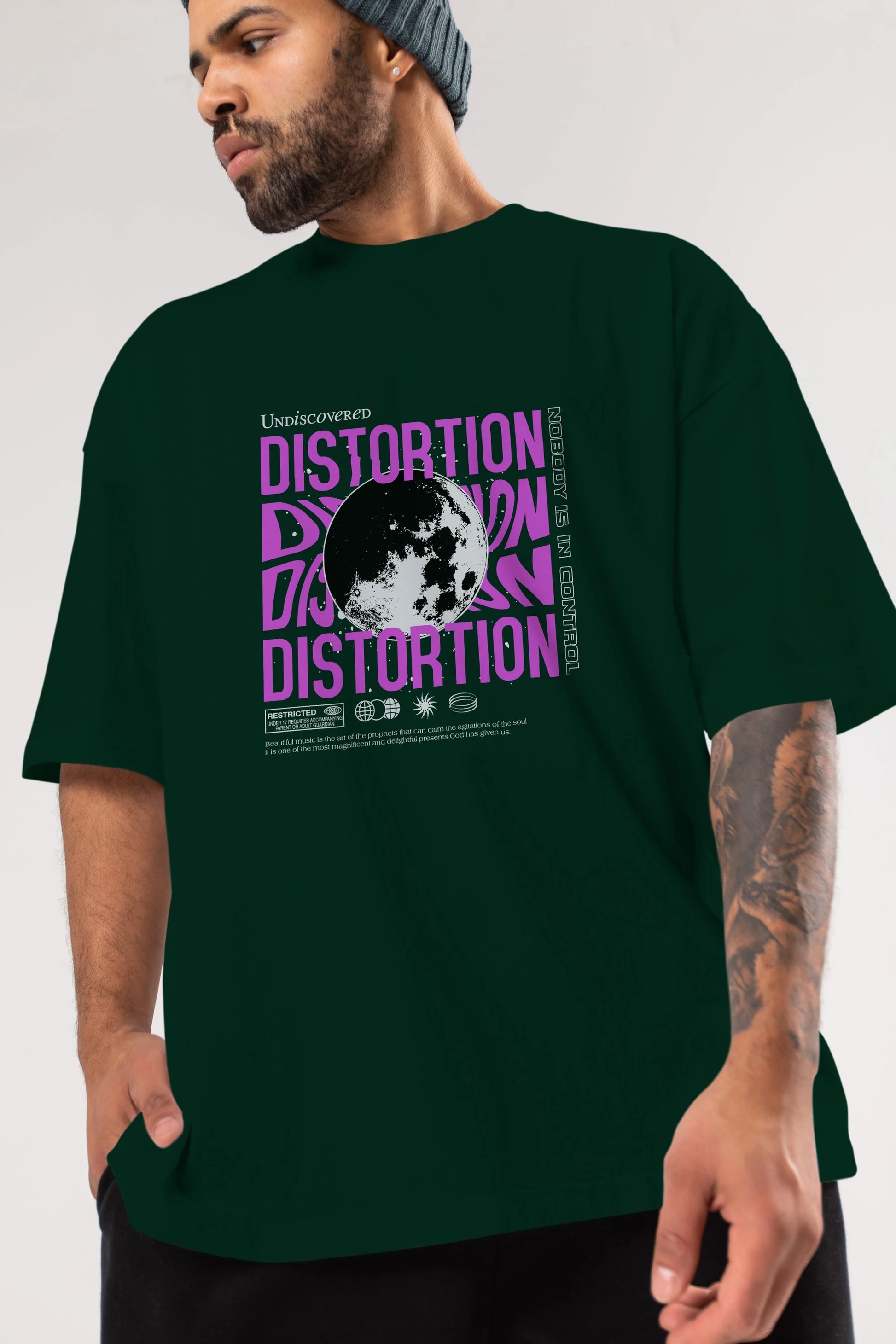 Distortion Ön Baskılı Oversize t-shirt Erkek Kadın Unisex