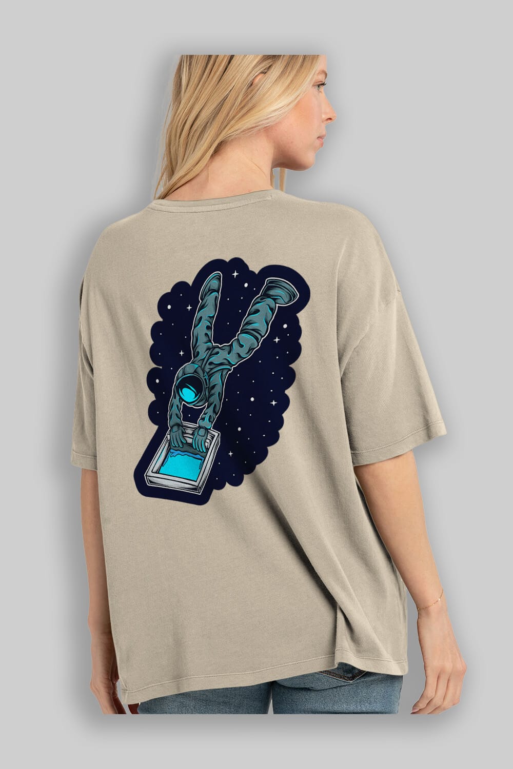 Astroscreen Sticker Arka Baskılı Oversize t-shirt Erkek Kadın Unisex