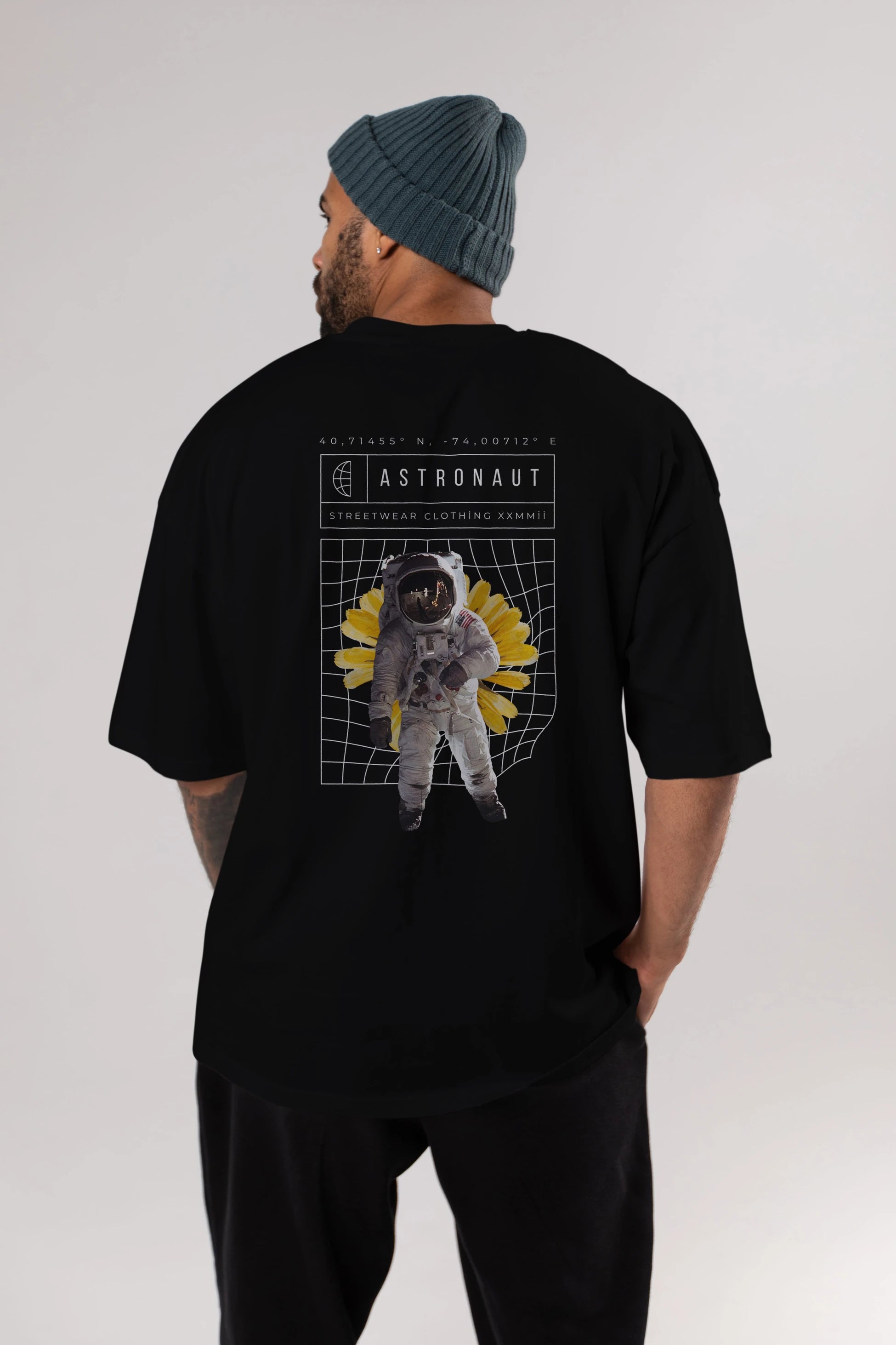 Astronaut Streetwear Arka Baskılı Oversize t-shirt Erkek Kadın Unisex
