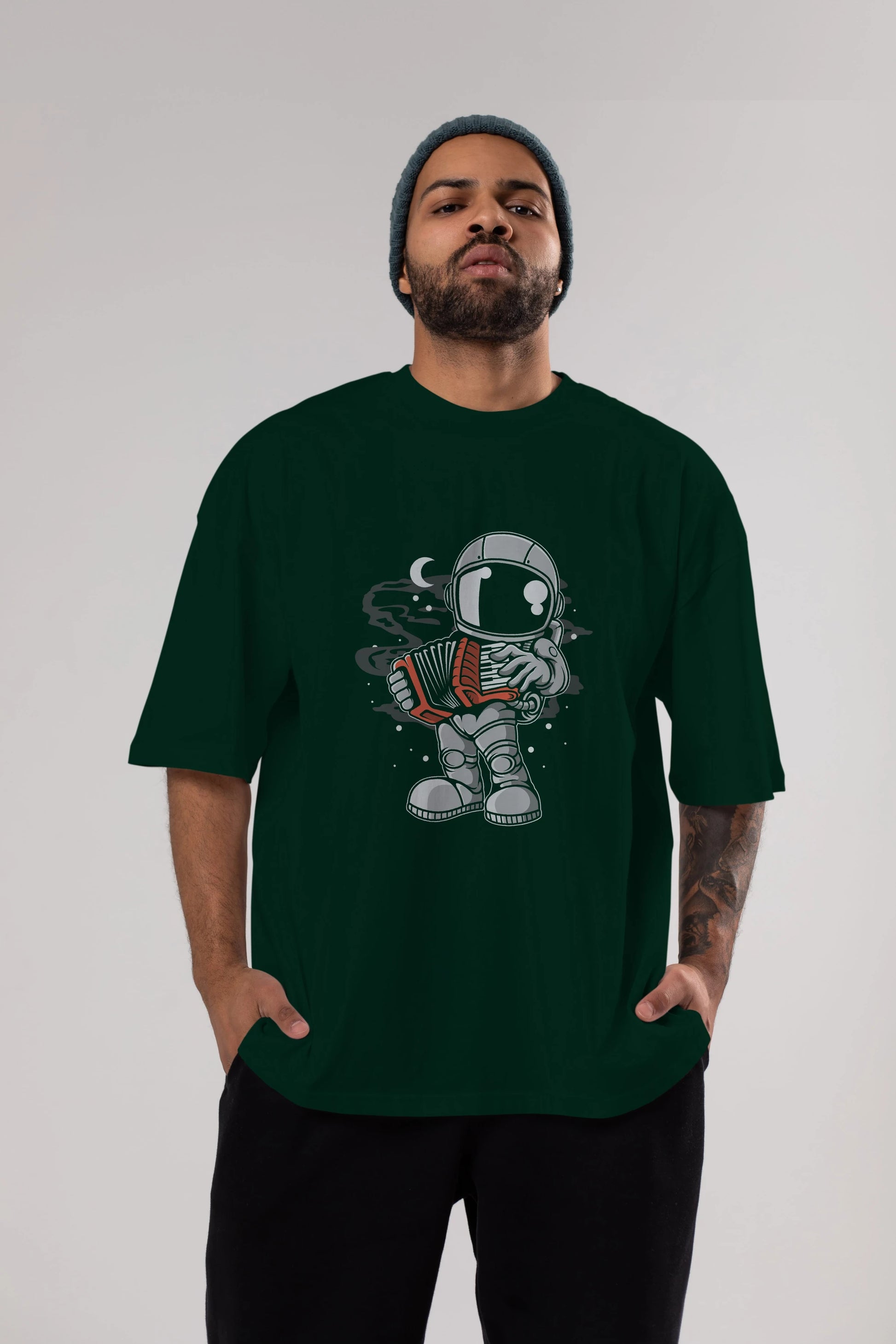 Astronaut Accordion Ön Baskılı Oversize t-shirt Erkek Kadın Unisex