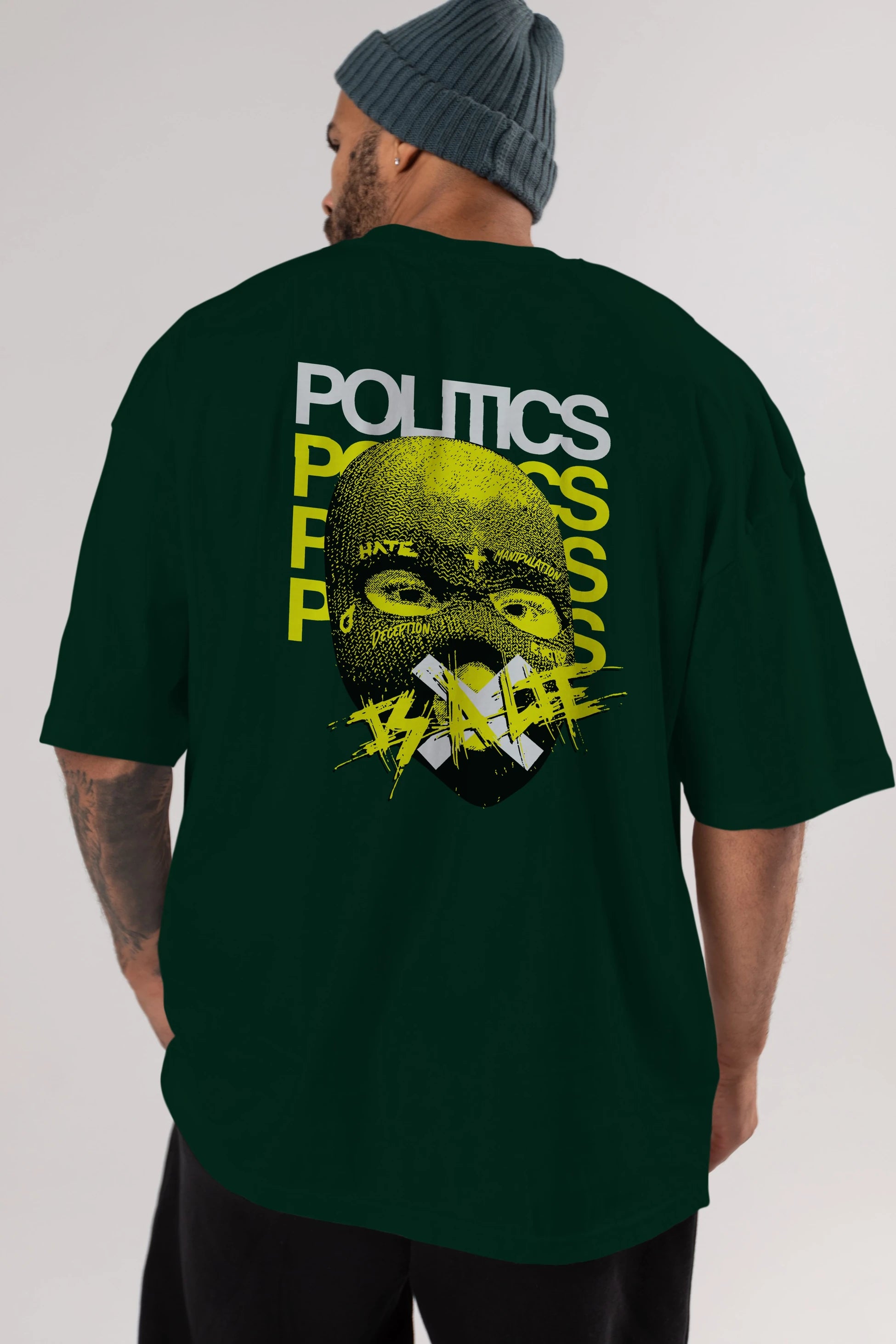Politics is a Lie Arka Baskılı Oversize t-shirt Erkek Kadın Unisex