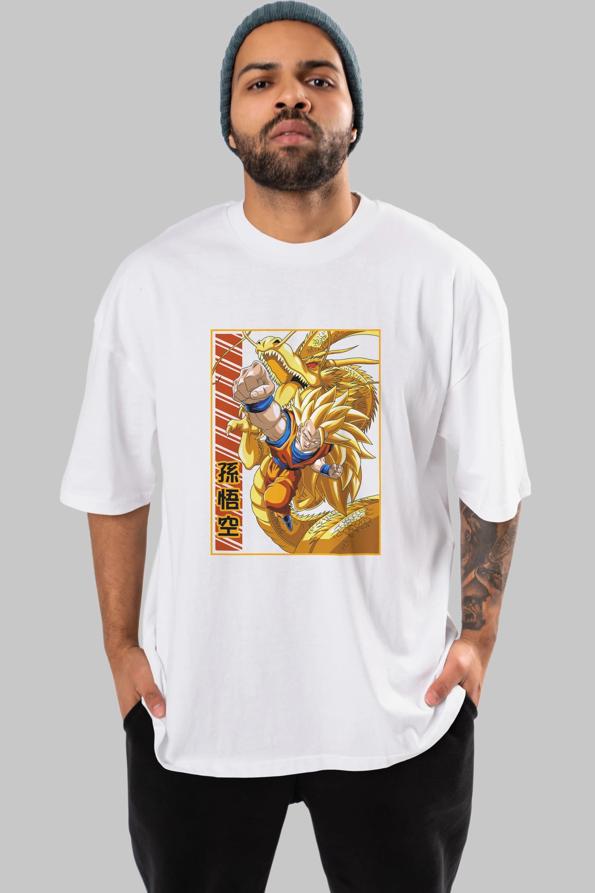 DragonBall Goku Anime Ön Baskılı Oversize t-shirt %100 pamuk Erkek Kadın Unisex