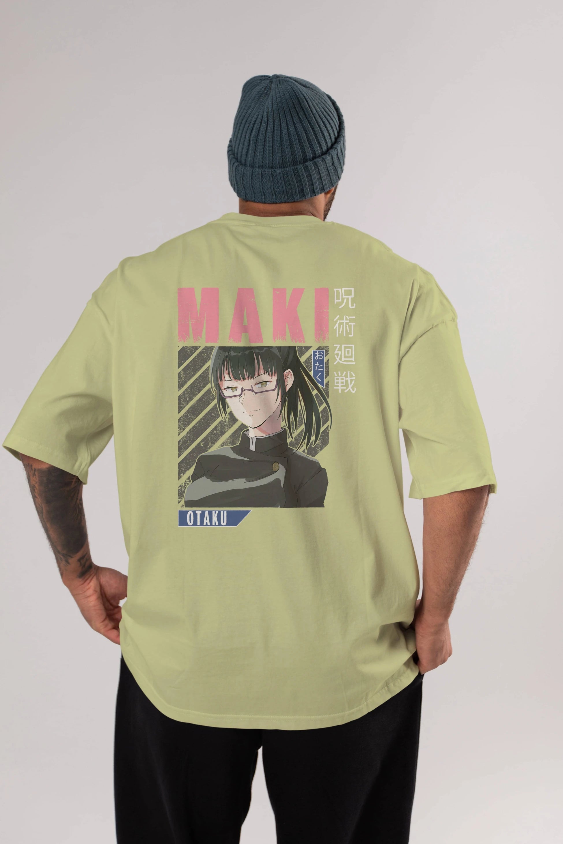 Maki Zenin CHAINSAWMAN 1 Anime Arka Baskılı Oversize t-shirt Erkek Kadın Unisex