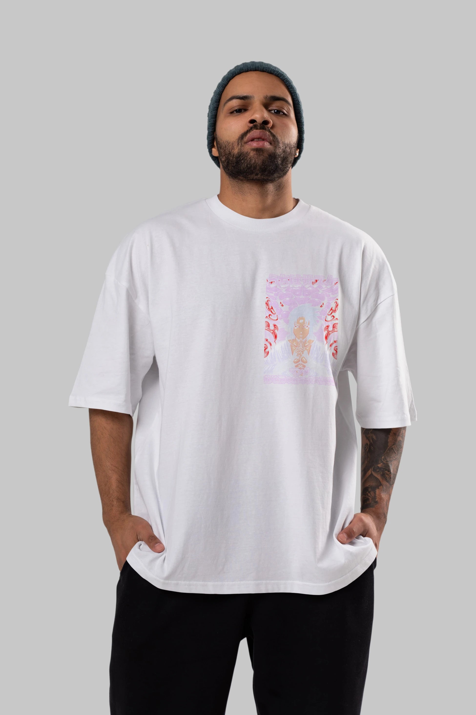 NARUTO SASUKE UCHIHA Ön Sol Baskılı Oversize t-shirt Erkek Kadın Unisex %100 Pamuk Bisiklet Yaka tişort
