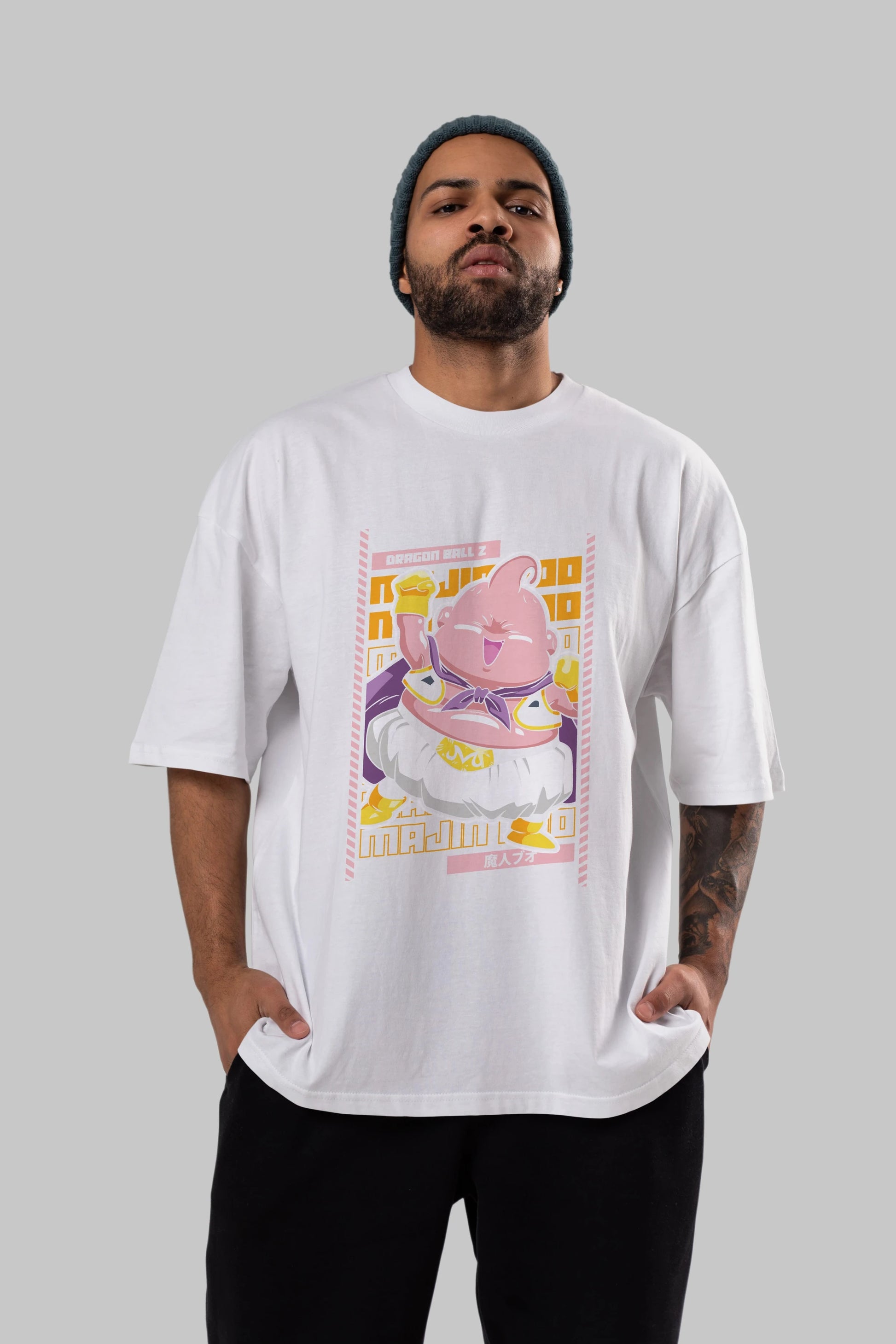 MAJIN BOO1 Anime Ön Baskılı Oversize t-shirt %100 pamuk Erkek Kadın Unisex