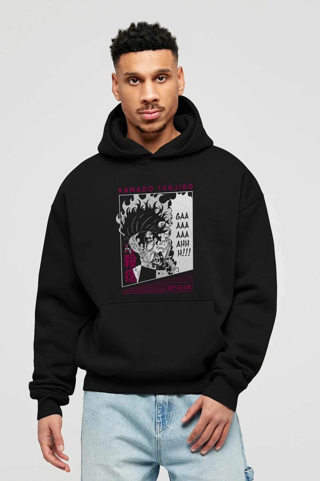 TANJIRO KAMADO 3 Anime Ön Baskılı Hoodie Oversize Kapüşonlu Sweatshirt Erkek Kadın Unisex