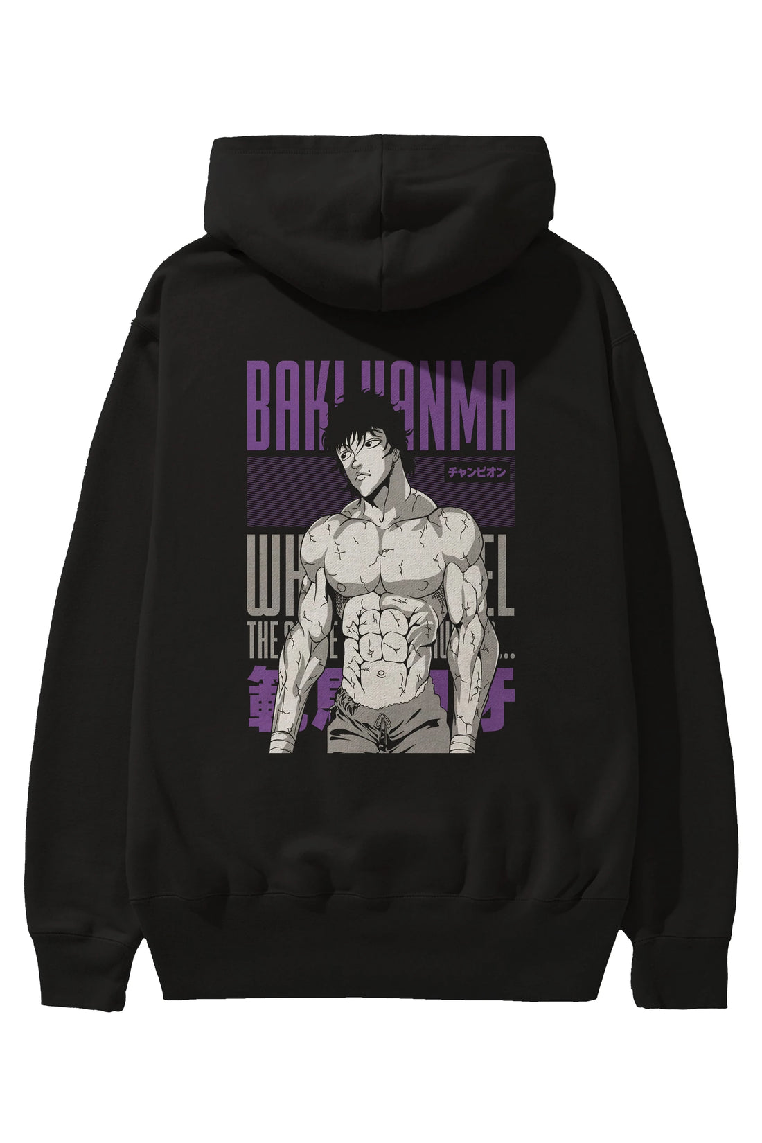 BAKI HANMA (2) Anime Arka Baskılı Hoodie Oversize Kapüşonlu Sweatshirt Erkek Kadın Unisex