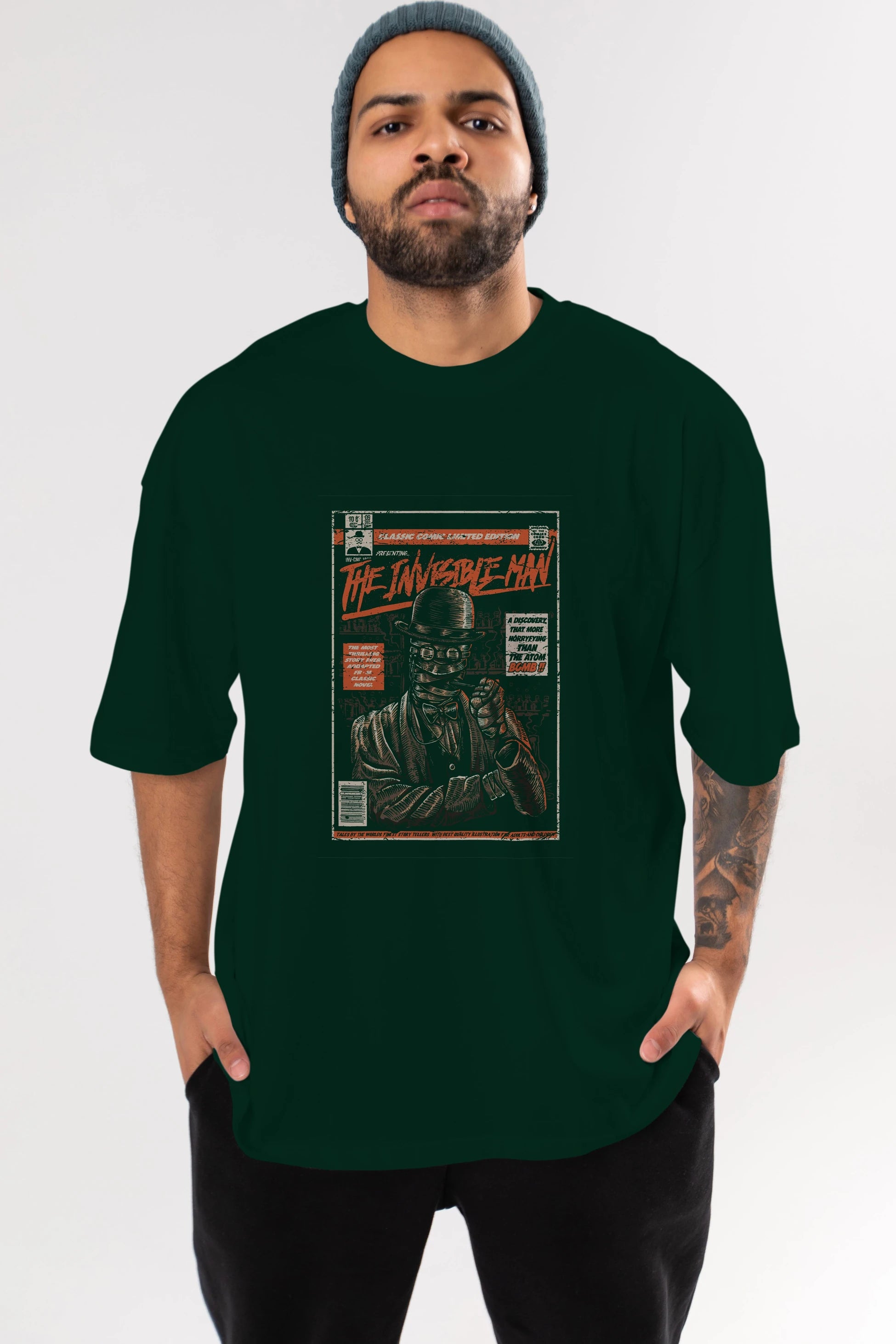 The Invisible Man Ön Baskılı Oversize t-shirt Erkek Kadın Unisex %100 Pamuk tişort