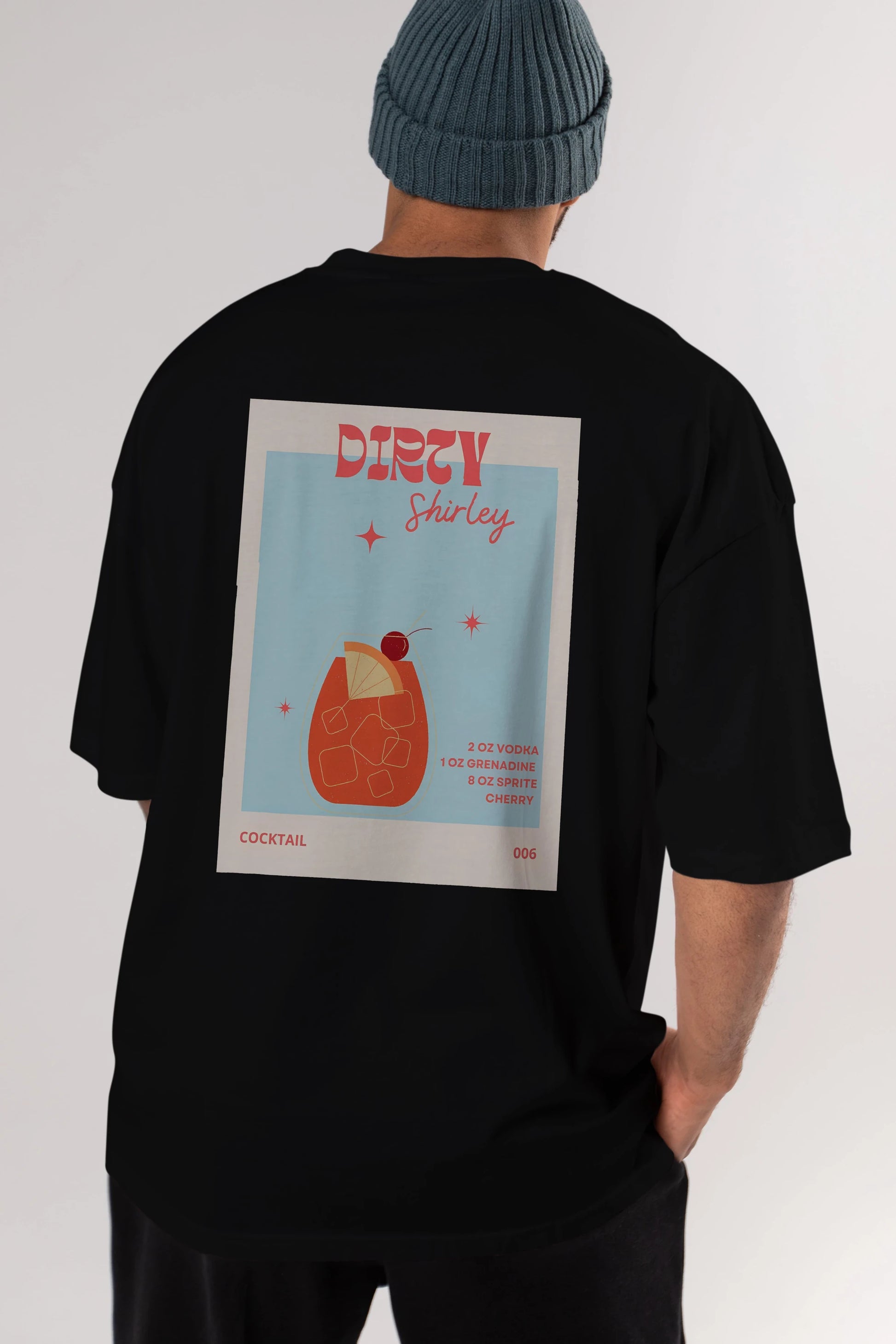 Dirty Shirley Arka Baskılı Oversize t-shirt Erkek Kadın Unisex %100 Pamuk Bisiklet Yaka tişort