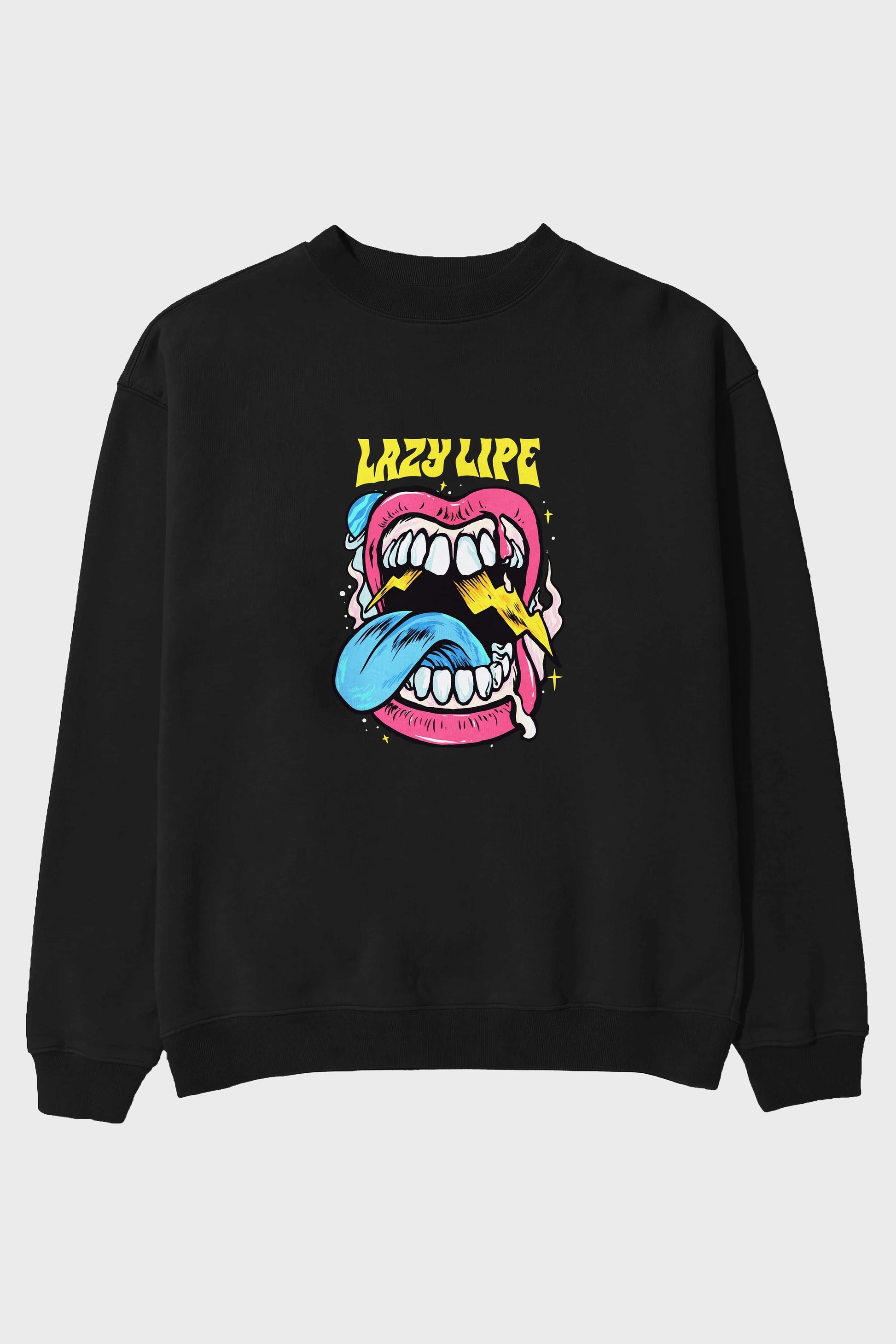 Lazy Lipe Ön Baskılı Oversize Sweatshirt Erkek Kadın Unisex