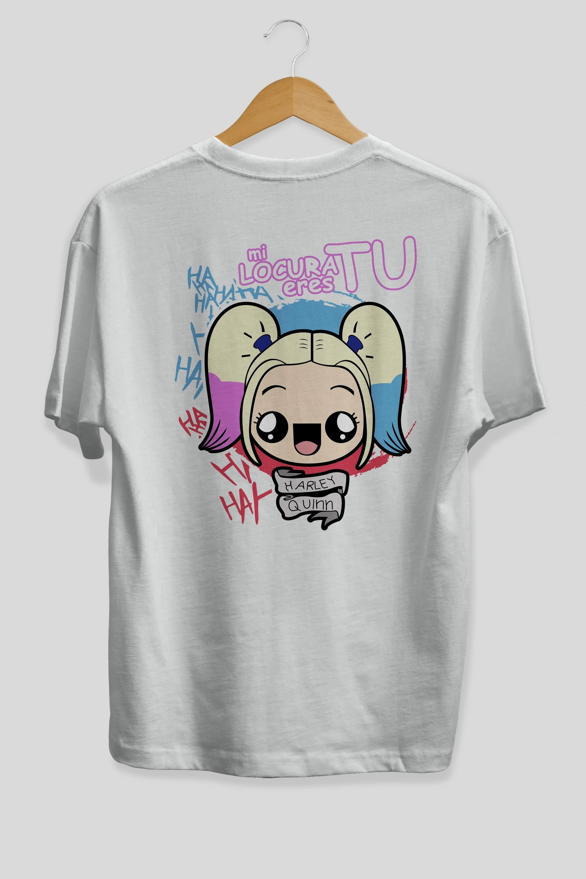 Harley Quinn Arka Baskılı Oversize t-shirt Erkek Kadın Unisex %100 Pamuk Bisiklet Yaka tişort