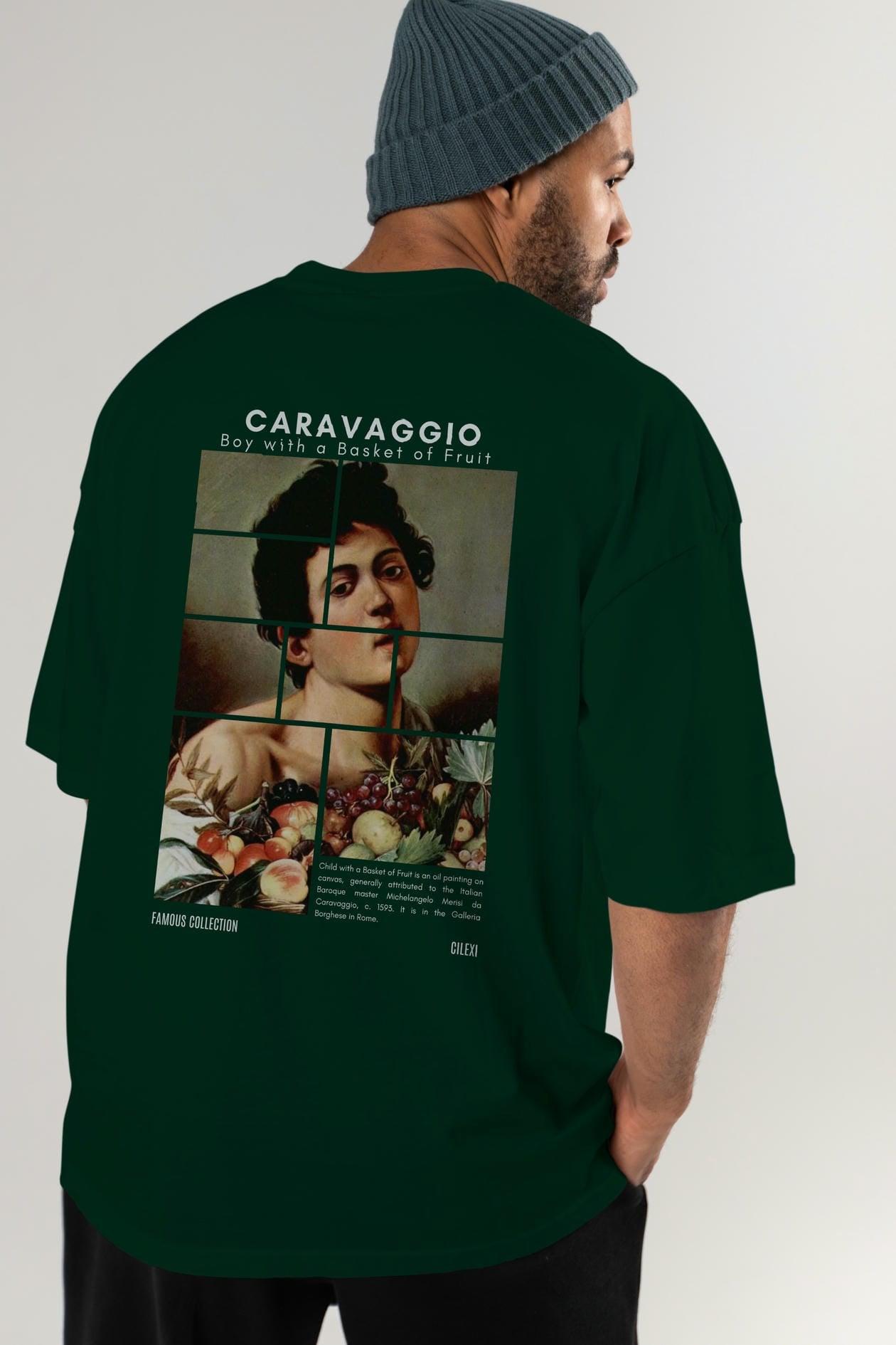 Caravaggio Boy Arka Baskılı Oversize t-shirt Erkek Kadın Bisiklet Yaka Pamuk tişort