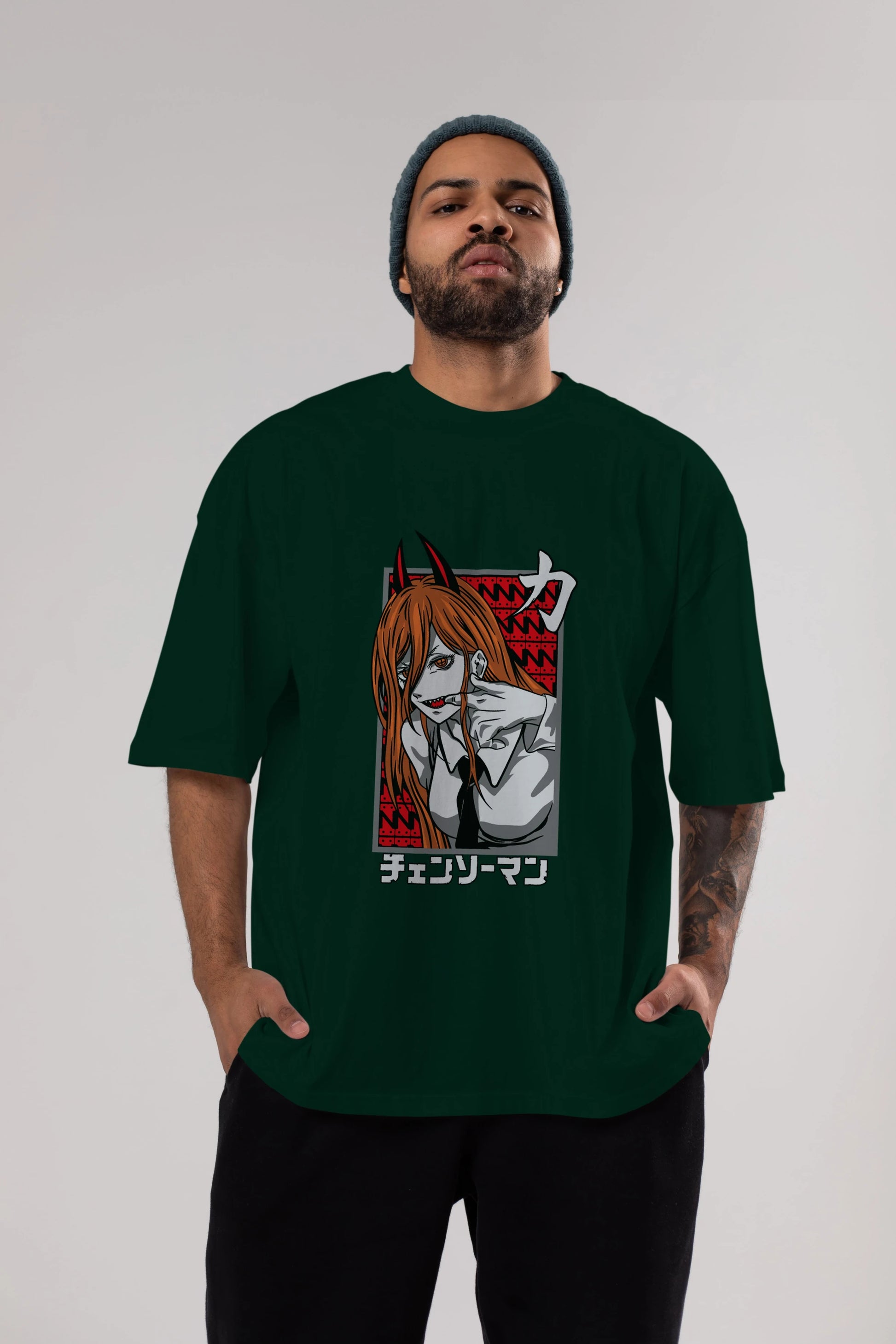 CHAINSAWMAN POWER Anime Ön Baskılı Oversize t-shirt %100 pamuk Erkek Kadın Unisex