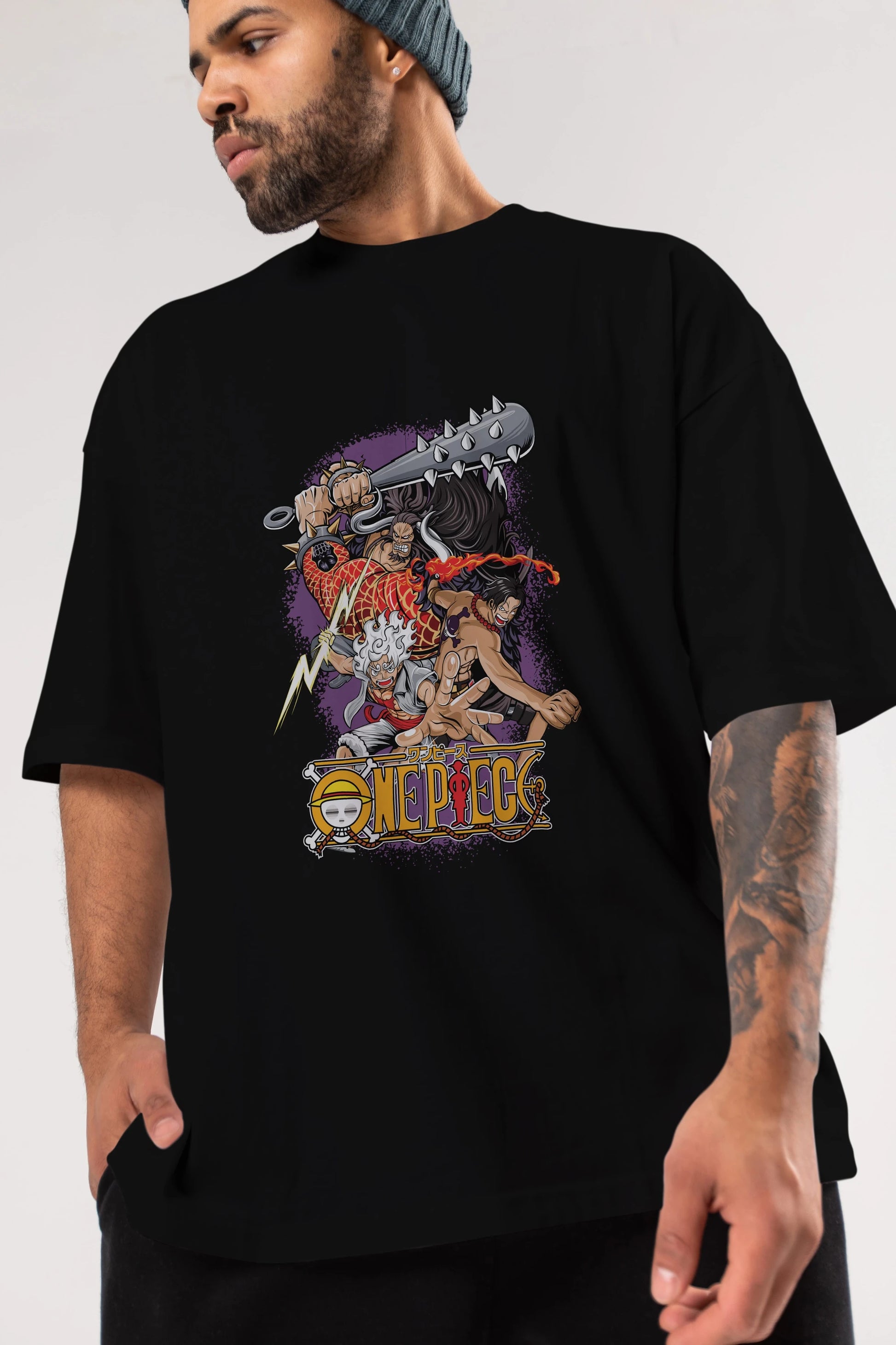 ONE PIECE (6) Anime Ön Baskılı Oversize t-shirt %100 pamuk Erkek Kadın Unisex