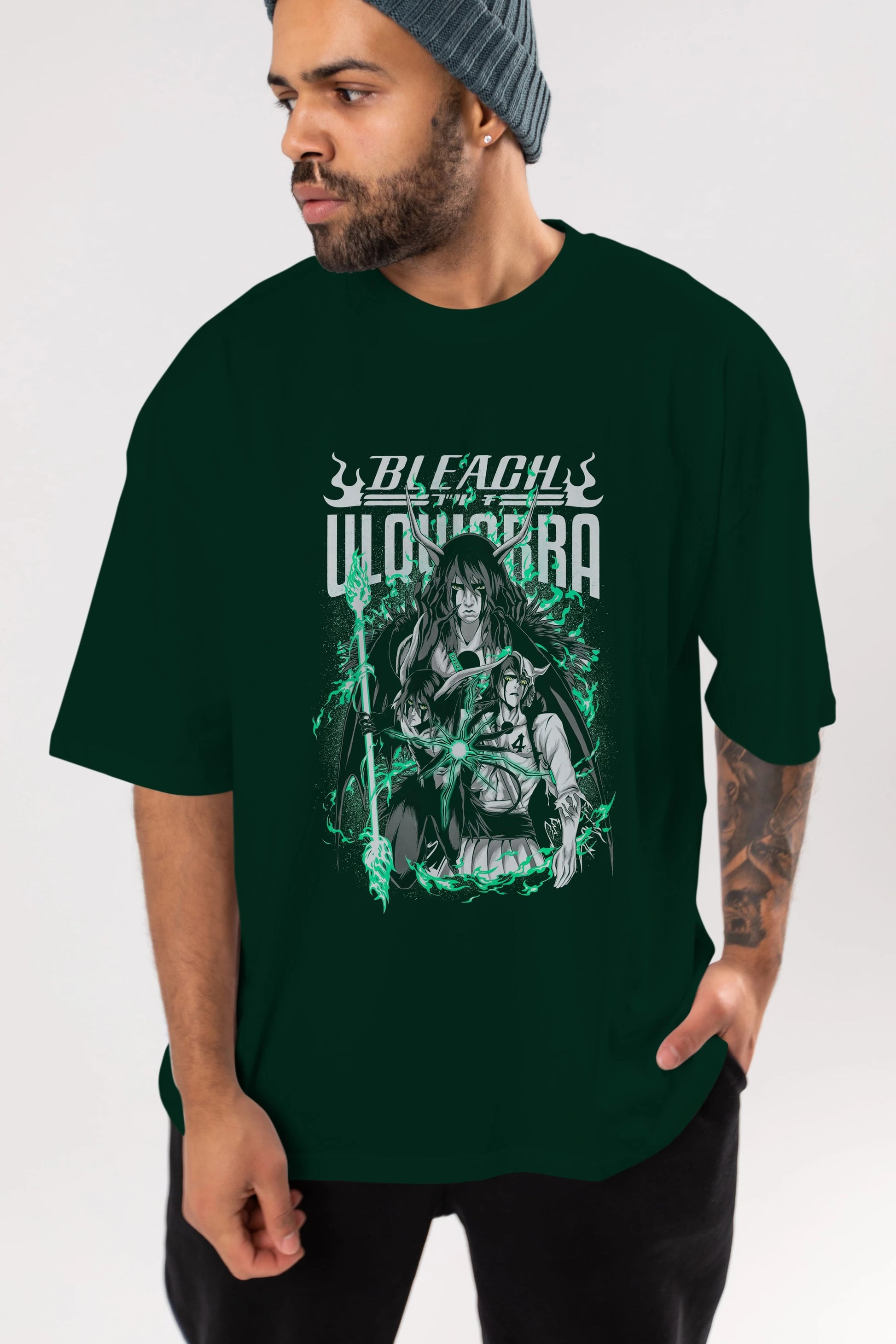 BLEACH(ULQUIARRA) Anime Ön Baskılı Oversize t-shirt %100 pamuk Erkek Kadın Unisex