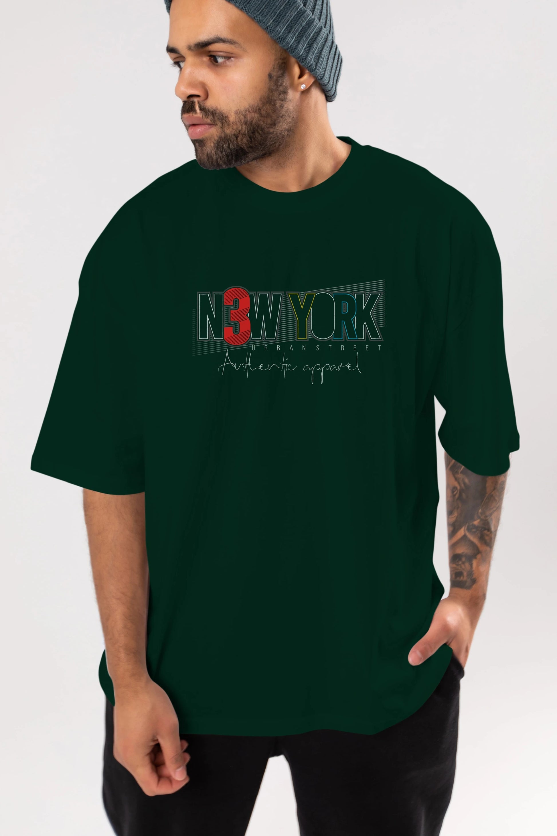 New York Ön Baskılı Oversize t-shirt Erkek Kadın Unisex