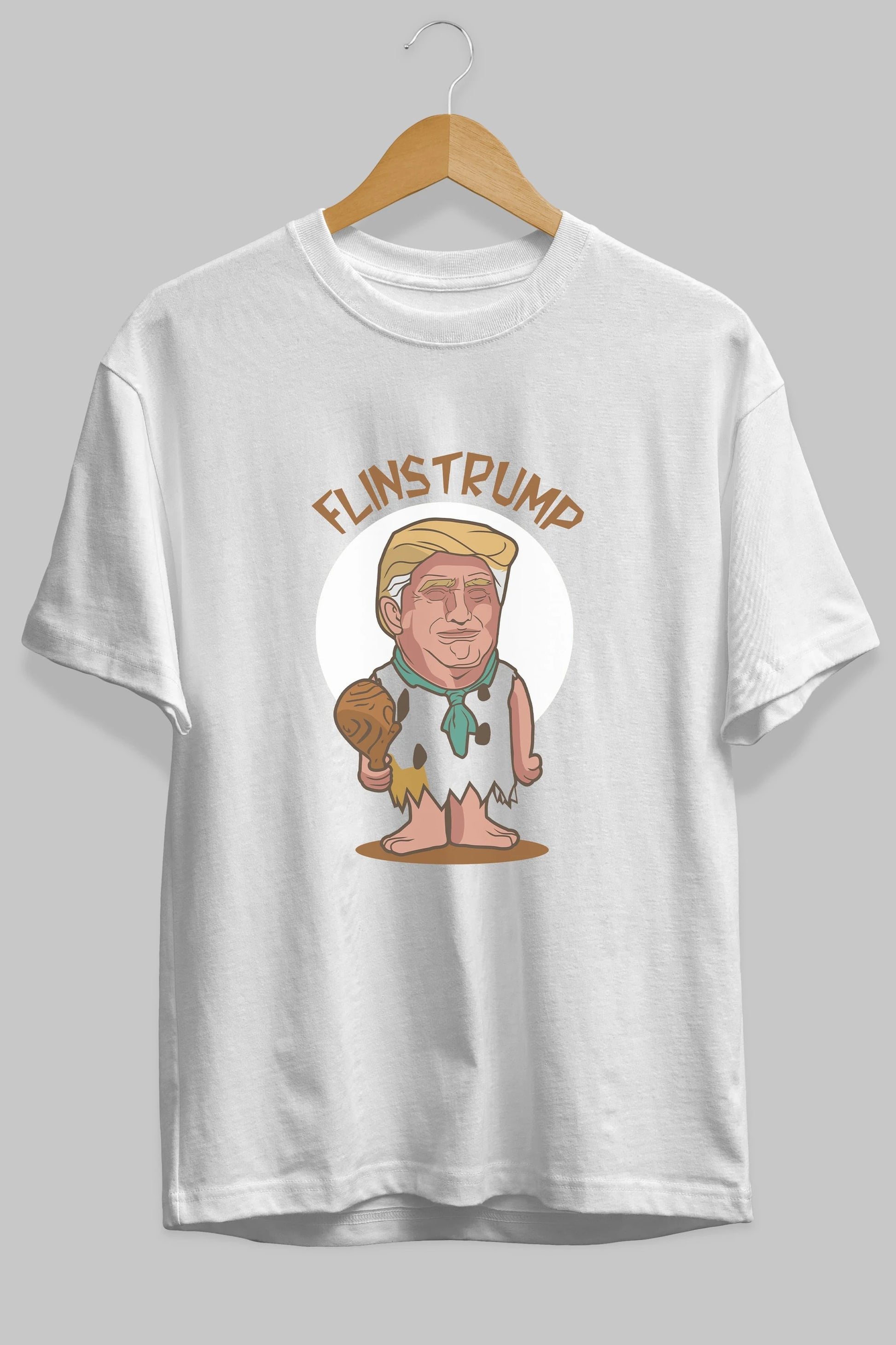 Flinstrump Ön Baskılı Oversize t-shirt Erkek Kadın Unisex %100 Pamuk tişort