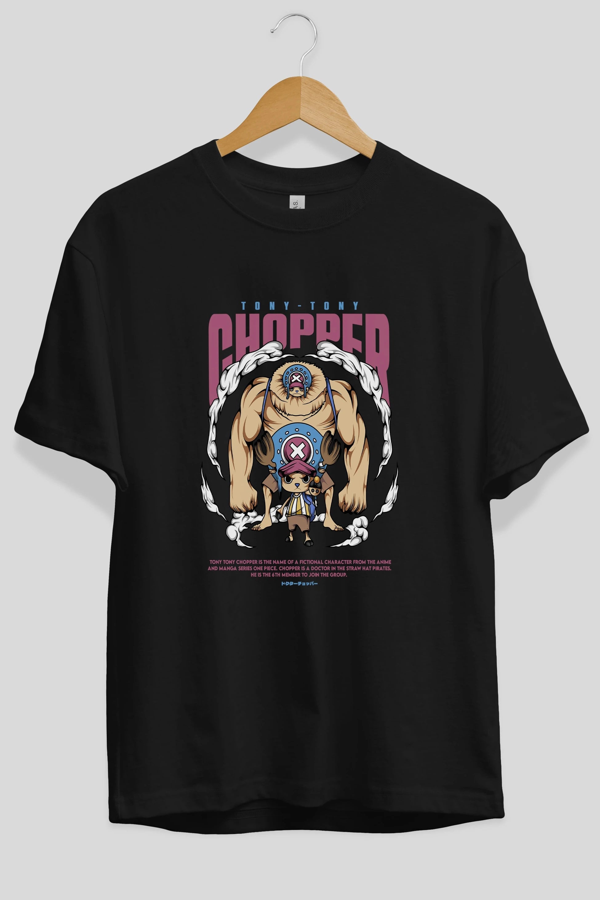 Tony Tony Chopper Anime Ön Baskılı Oversize t-shirt %100 pamuk Erkek Kadın Unisex
