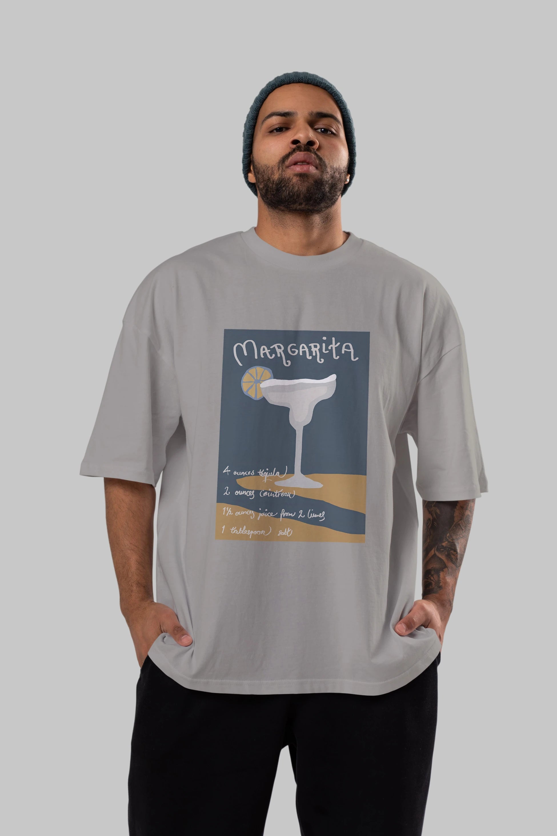 Margarita 2 Ön Baskılı Oversize t-shirt Erkek Kadın Unisex %100 Pamuk Bisiklet Yaka tişort