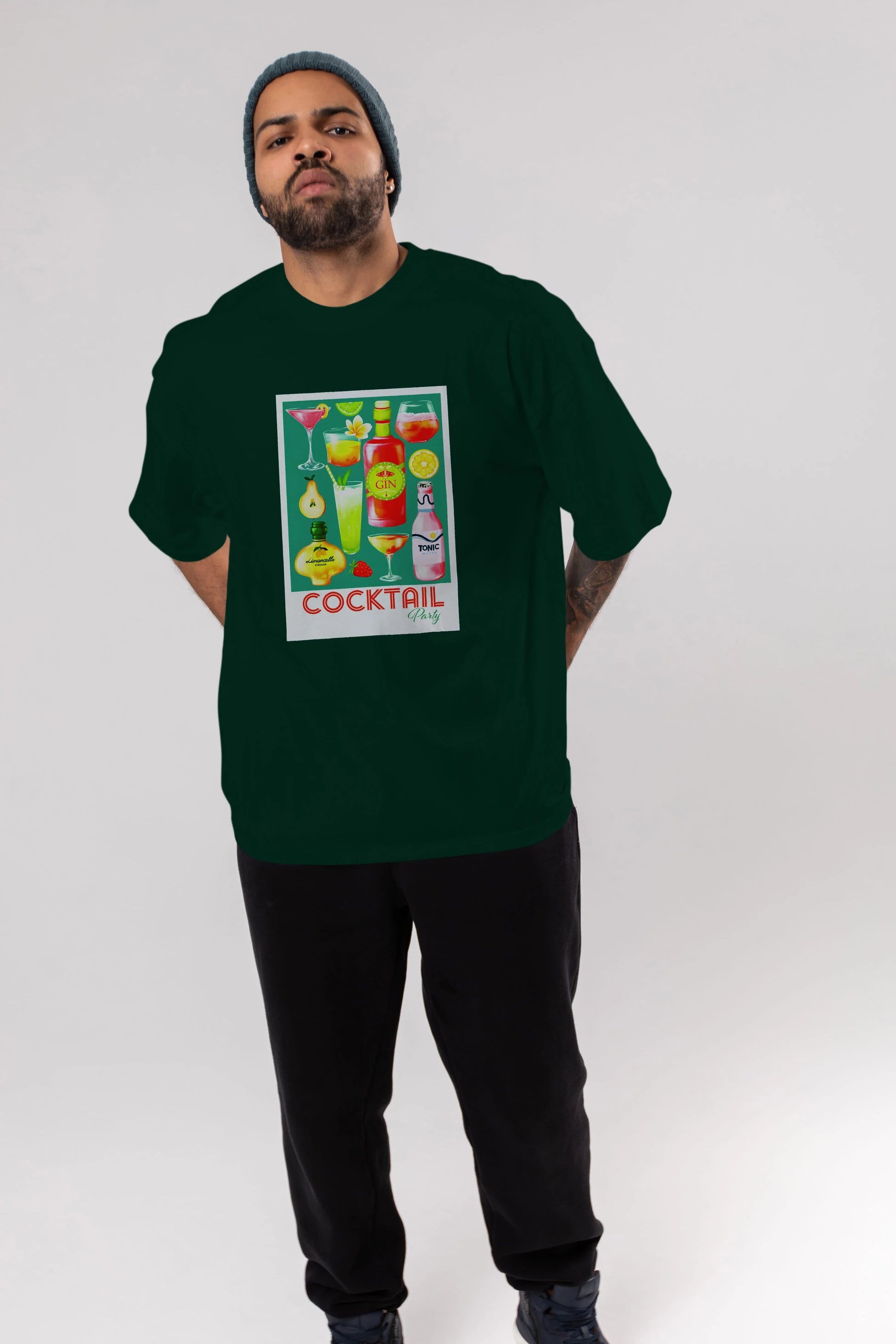 Cocktail Party 2 Ön Baskılı Oversize t-shirt Erkek Kadın Unisex %100 Pamuk Bisiklet Yaka tişort