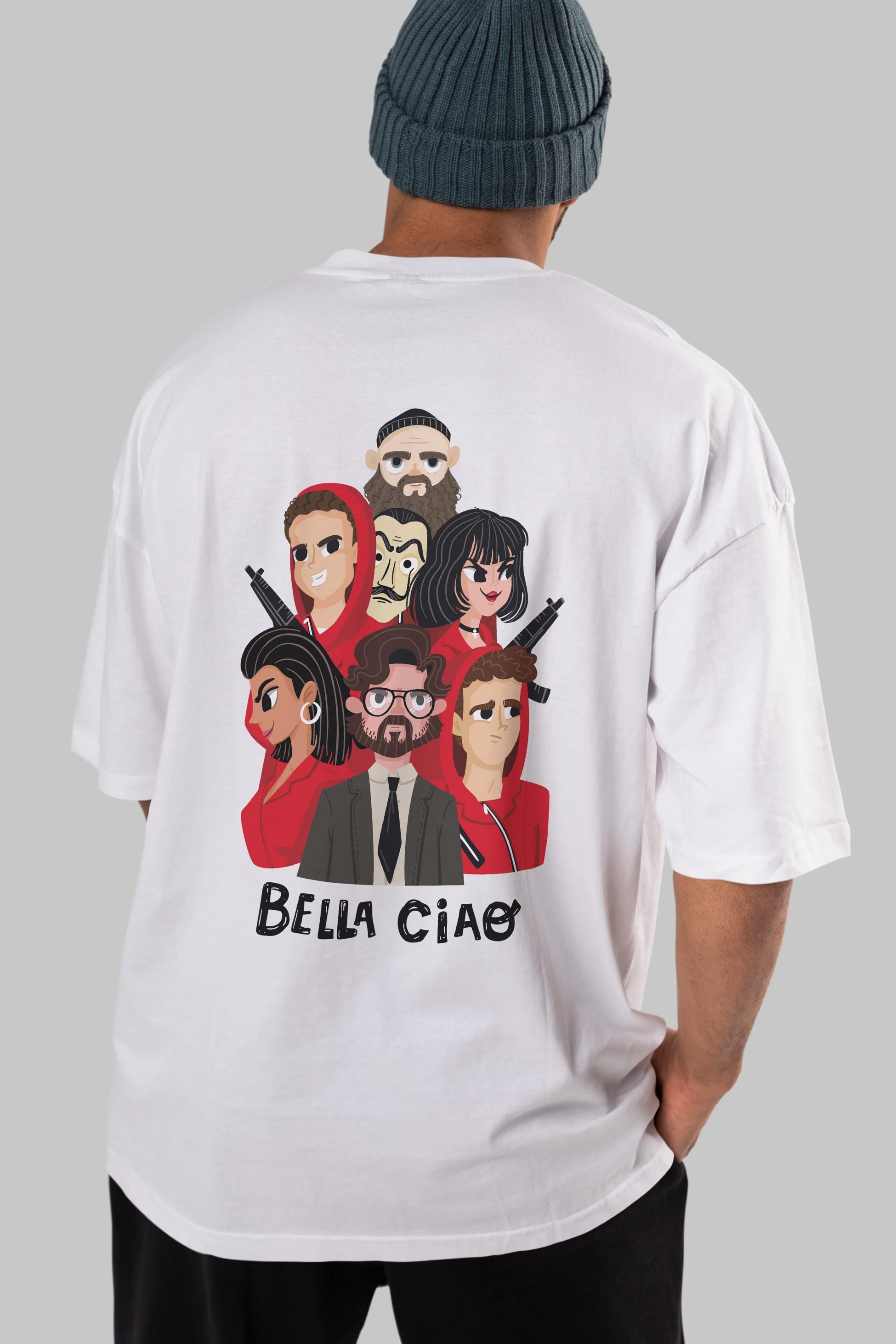La Casa De Papel (13) Arka Baskılı Oversize t-shirt Erkek Kadın Unisex %100 Pamuk Bisiklet Yaka tişort