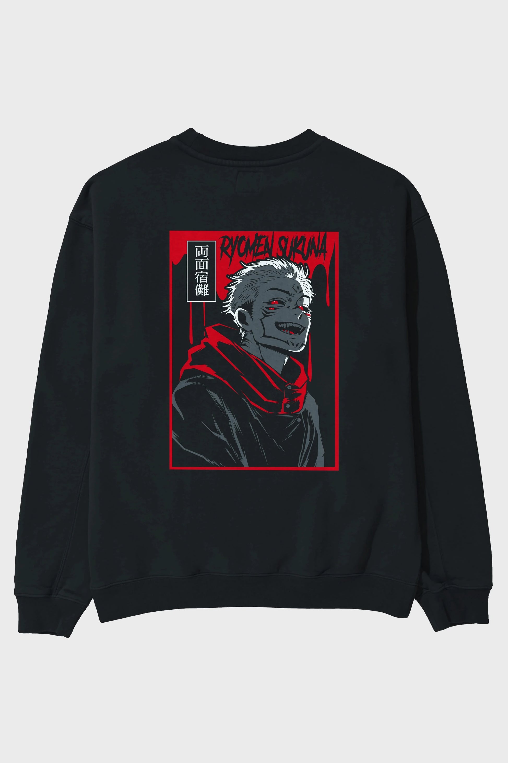 SUKUNA Anime Arka Baskılı Oversize Sweatshirt Erkek Kadın Unisex