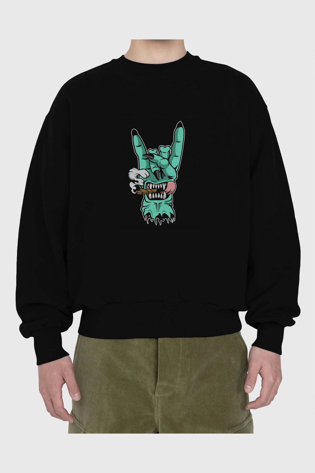 Metal Sign Ön Baskılı Oversize Sweatshirt Erkek Kadın Unisex