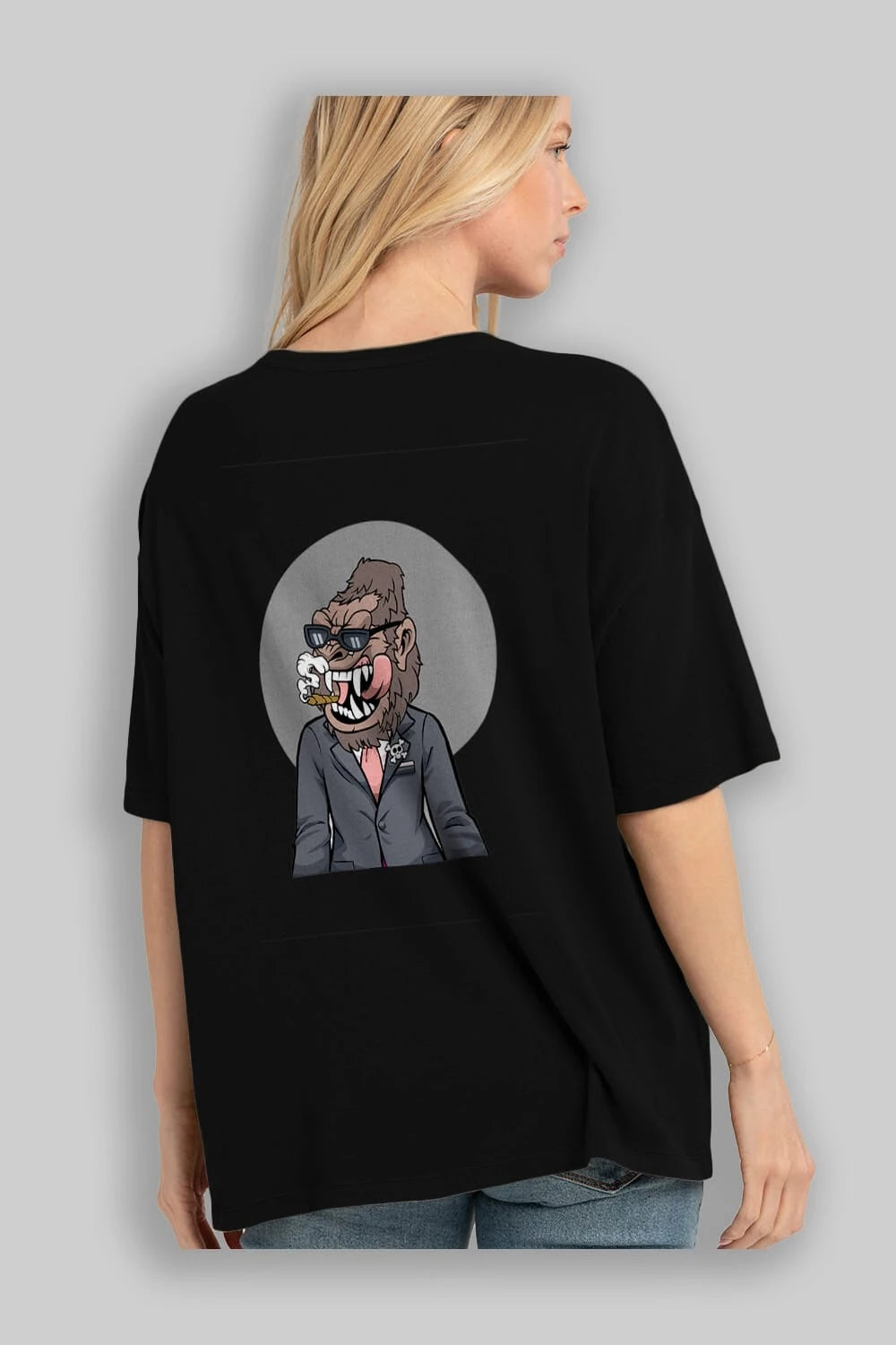 Monkey Suits Arka Baskılı Oversize t-shirt Erkek Kadın Unisex %100 Pamuk tişort
