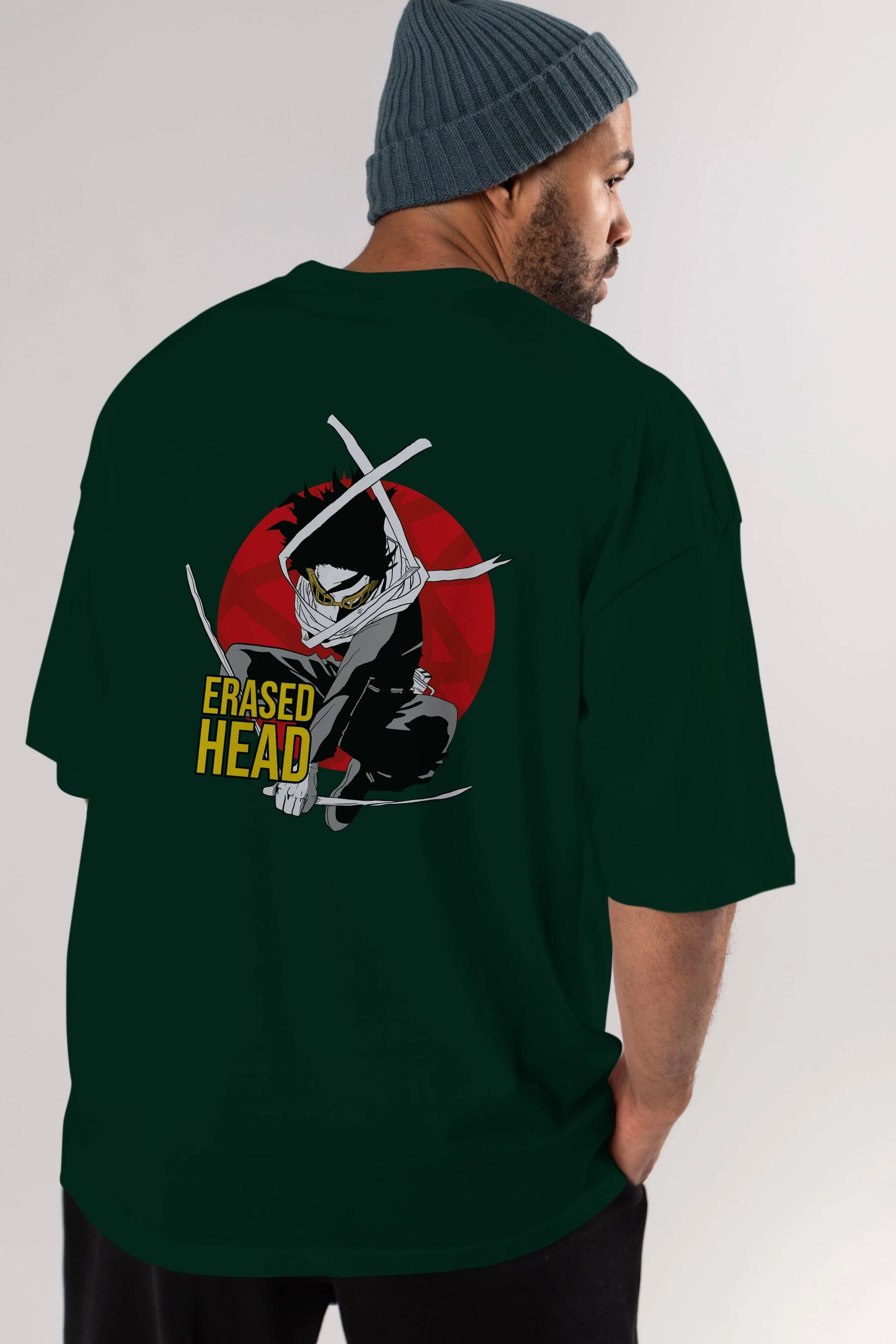 Erased Head Anime Arka Baskılı Oversize t-shirt Erkek Kadın Unisex