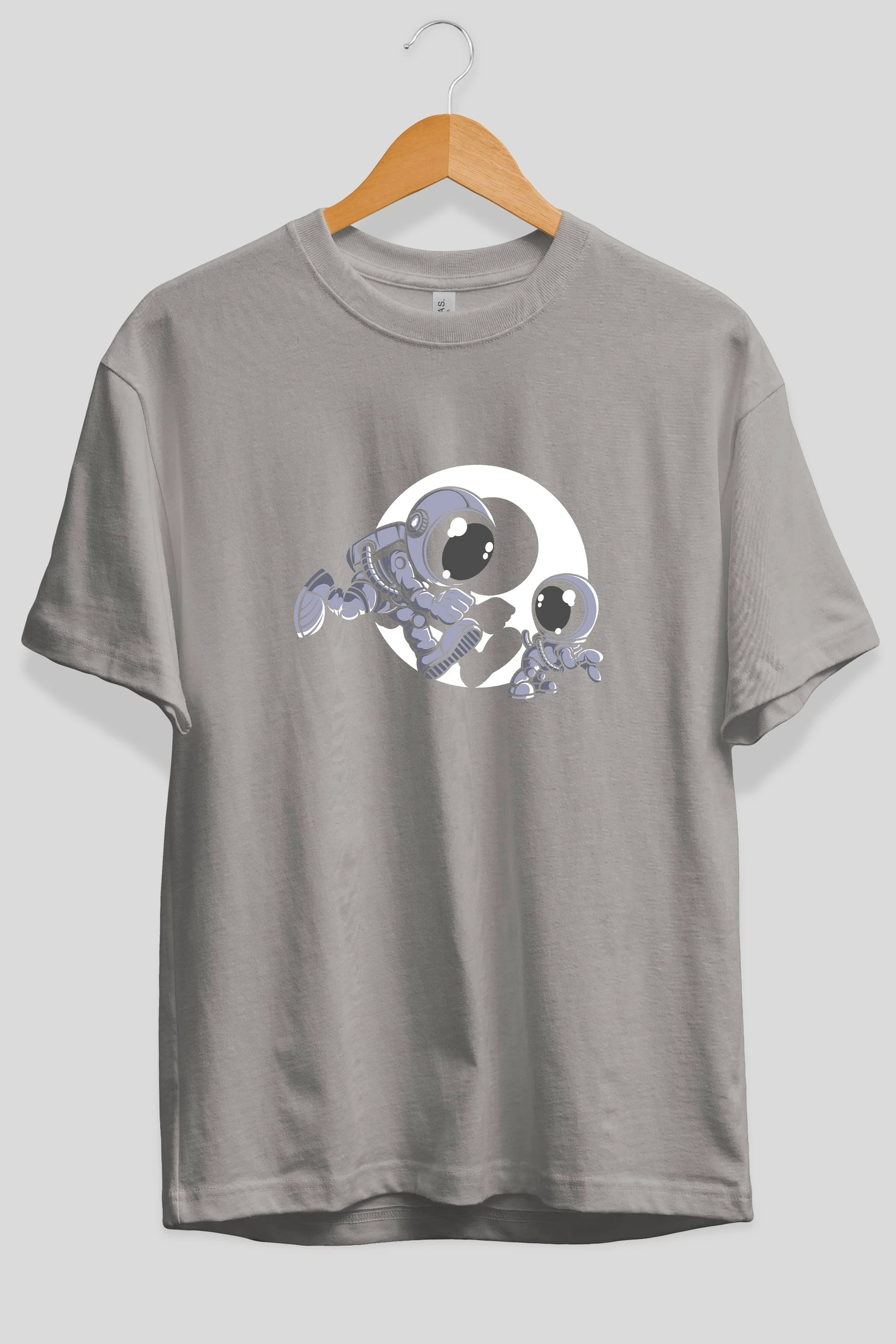 Astronaut And Little Dog Ön Baskılı Oversize t-shirt Erkek Kadın Unisex