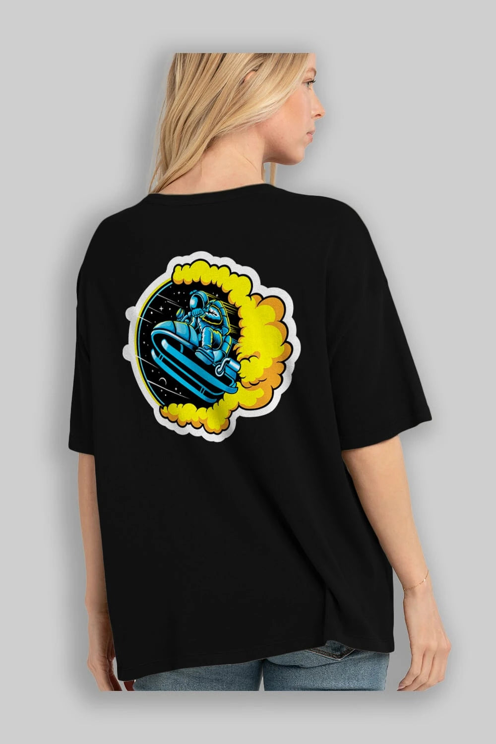 Astrojump with Snowmobile Sticker Arka Baskılı Oversize t-shirt Erkek Kadın Unisex