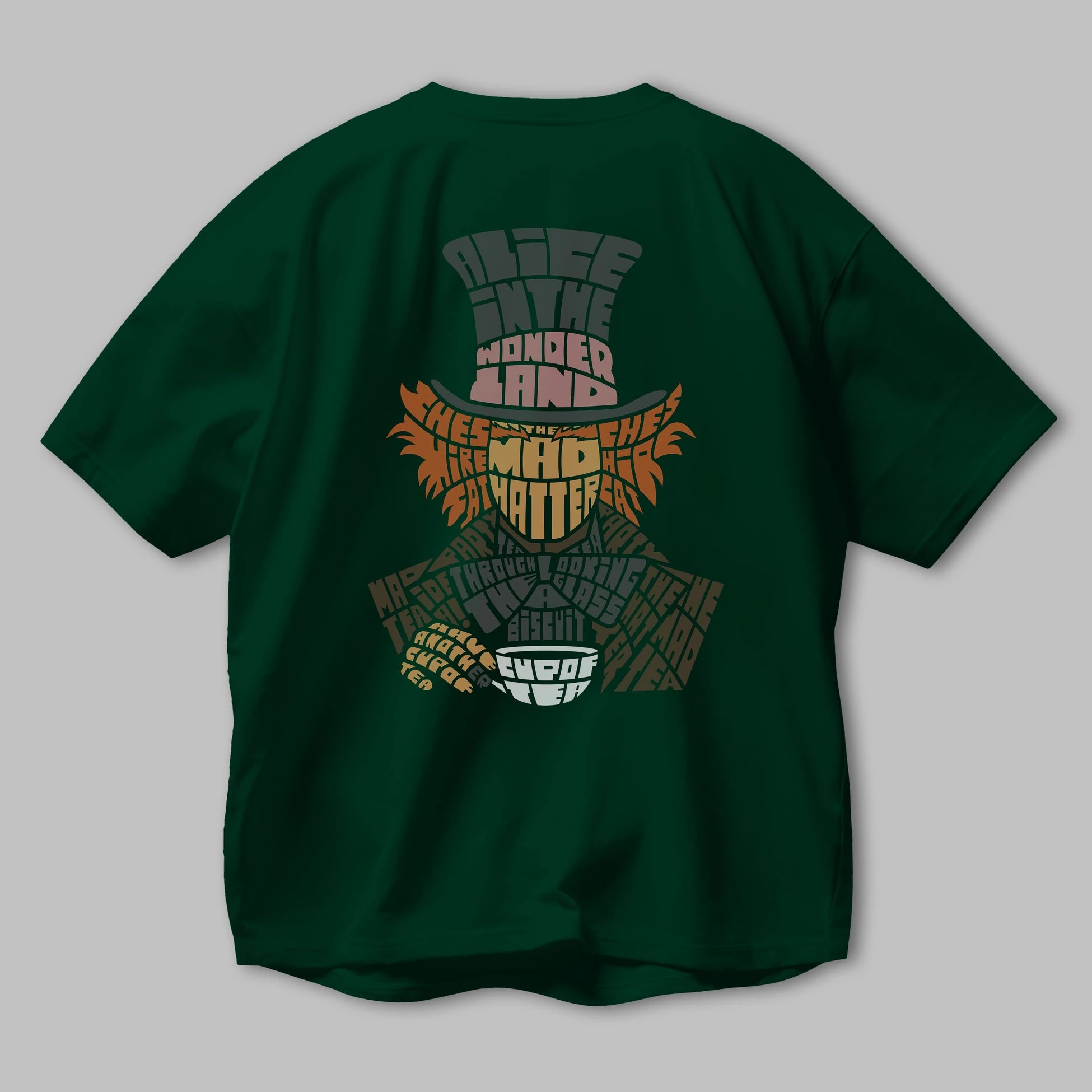 Madhatter Arka Baskılı Oversize t-shirt %100 pamuk Erkek Kadın Unisex
