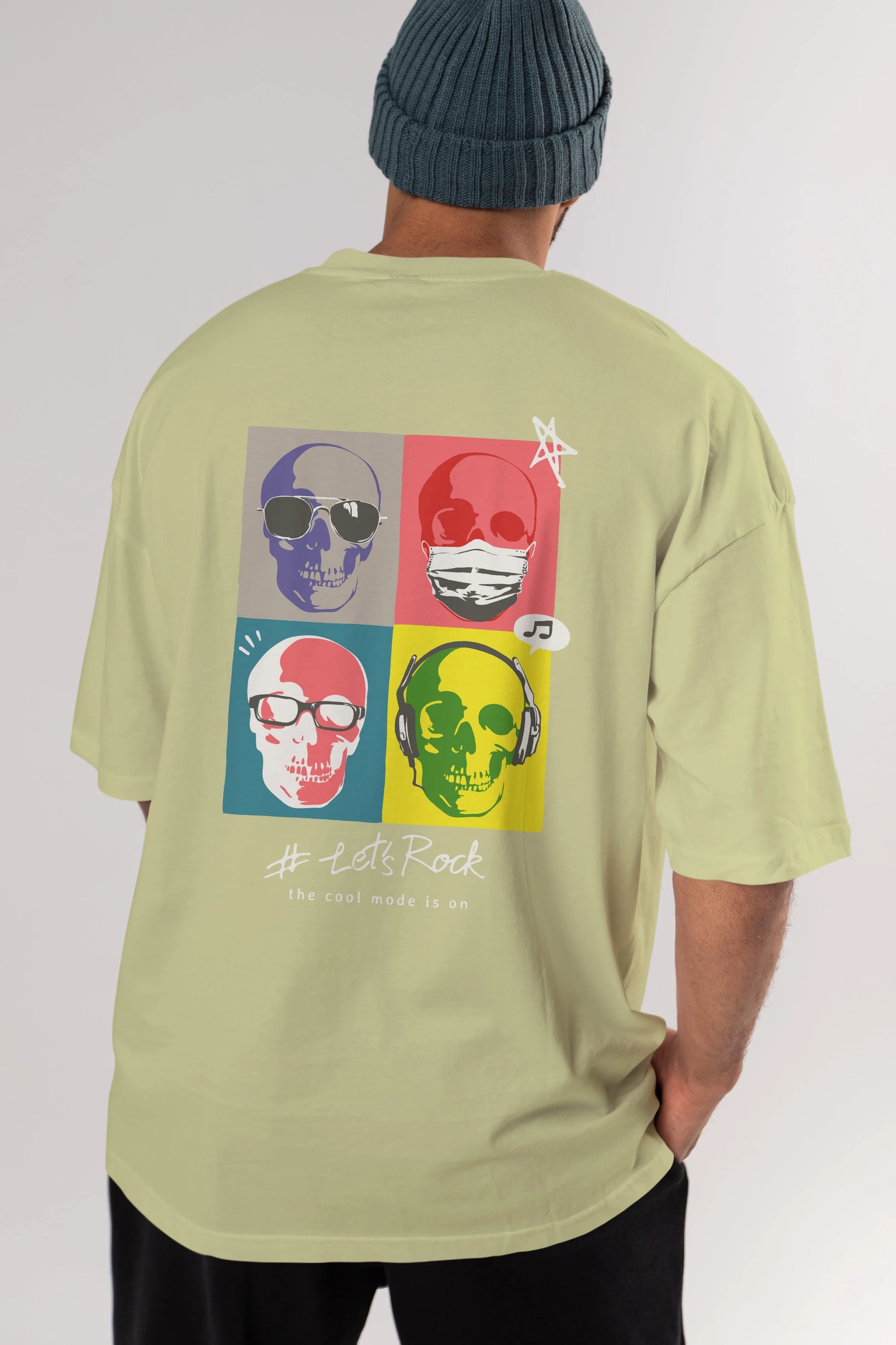 Lets Rock Arka Baskılı Oversize t-shirt Erkek Kadın Unisex