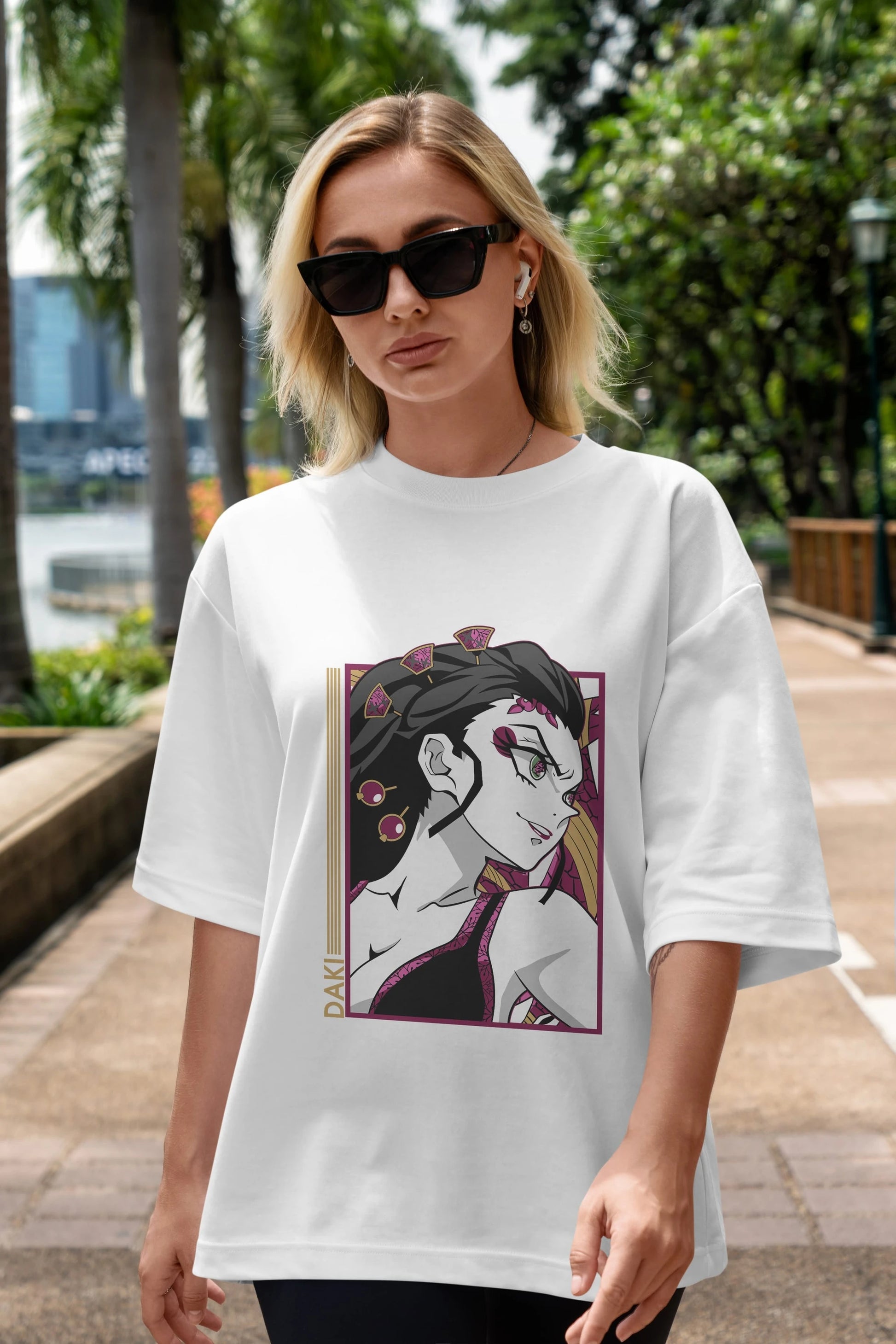Daki DEMION SLAYER Anime Ön Baskılı Oversize t-shirt %100 pamuk Erkek Kadın Unisex