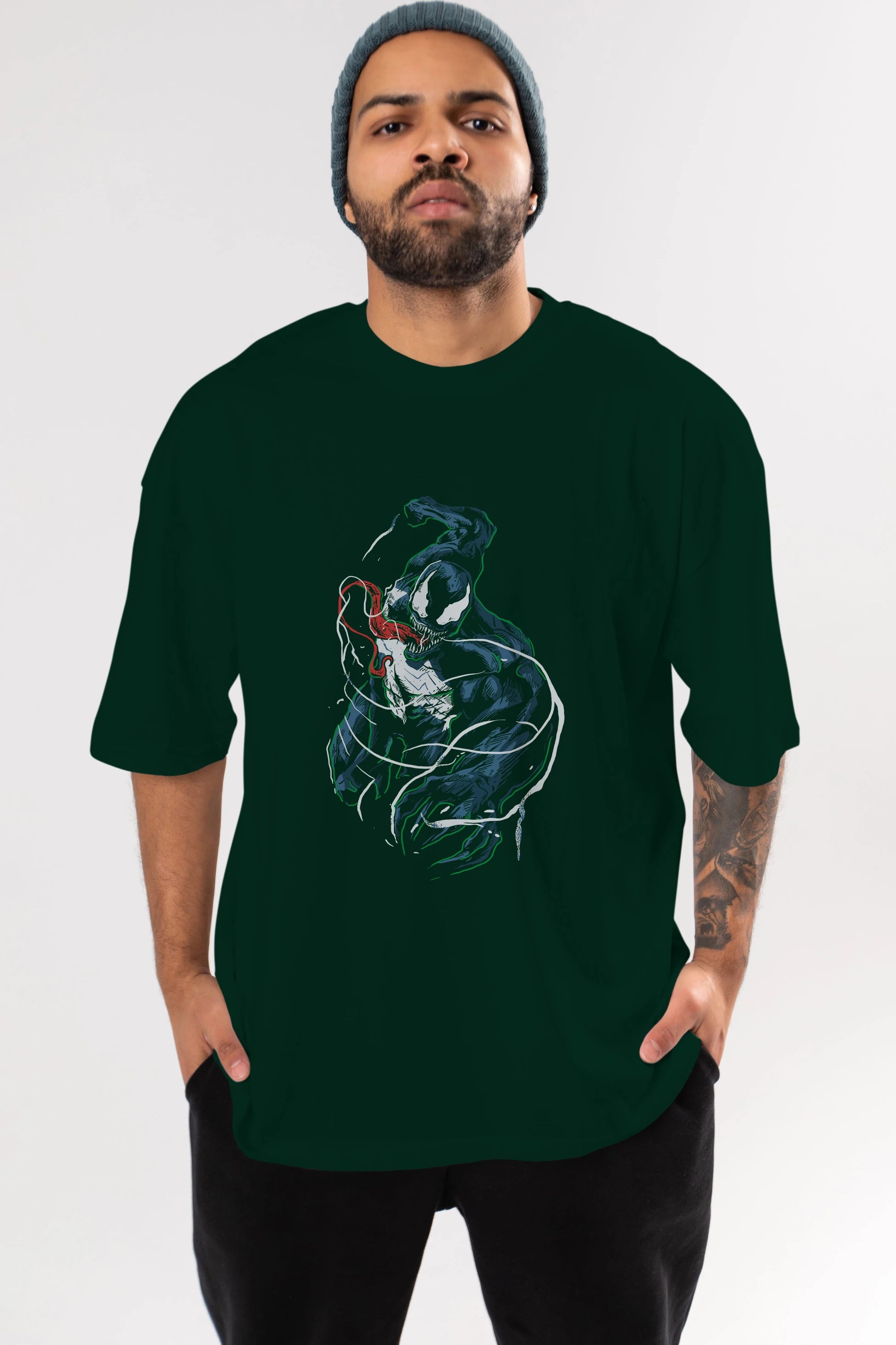 Venom (5) Ön Baskılı Oversize t-shirt Erkek Kadın Unisex %100 Pamuk Bisiklet Yaka tişort