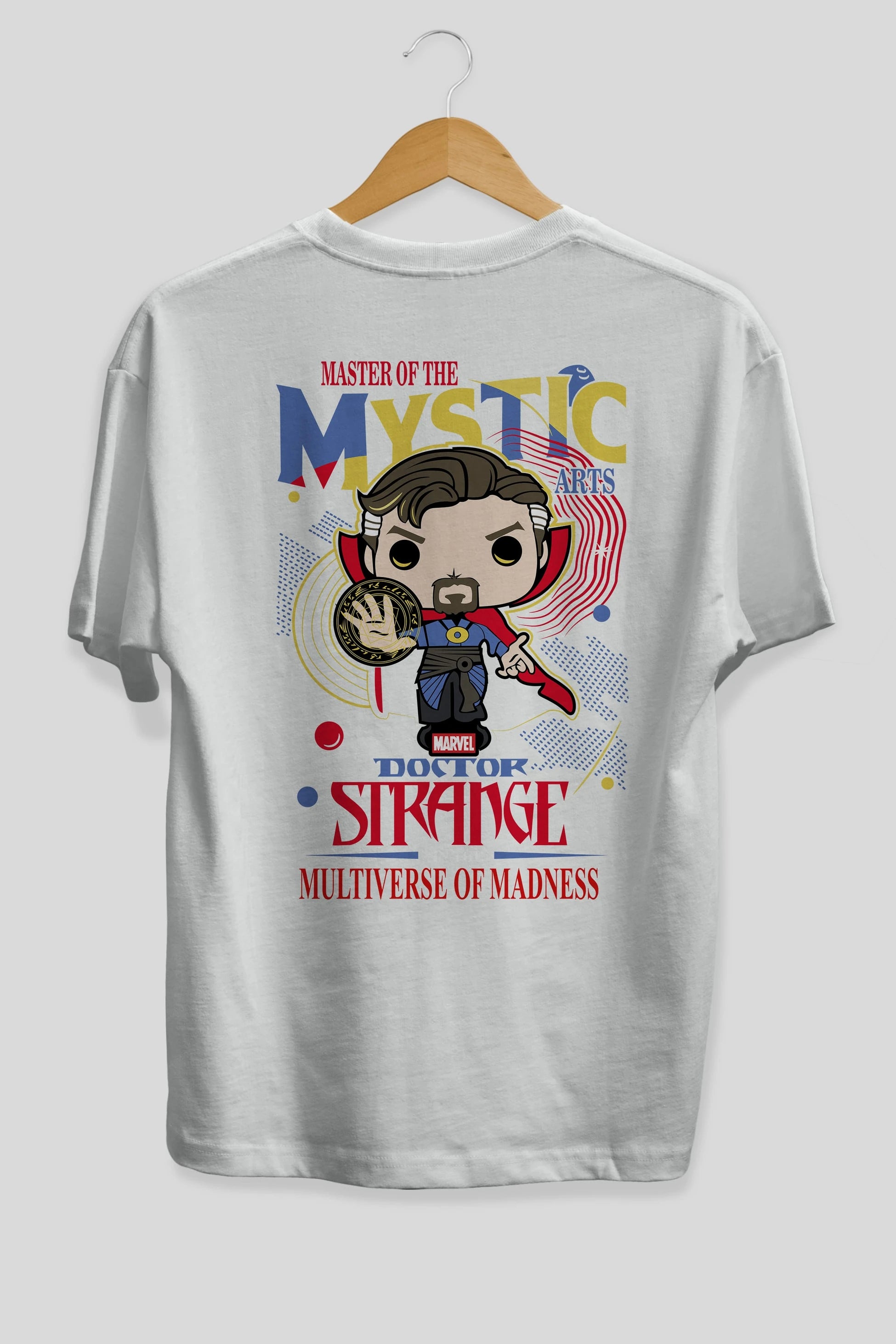 Doctor Strange Arka Baskılı Oversize t-shirt Erkek Kadın Unisex %100 Pamuk Bisiklet Yaka tişort