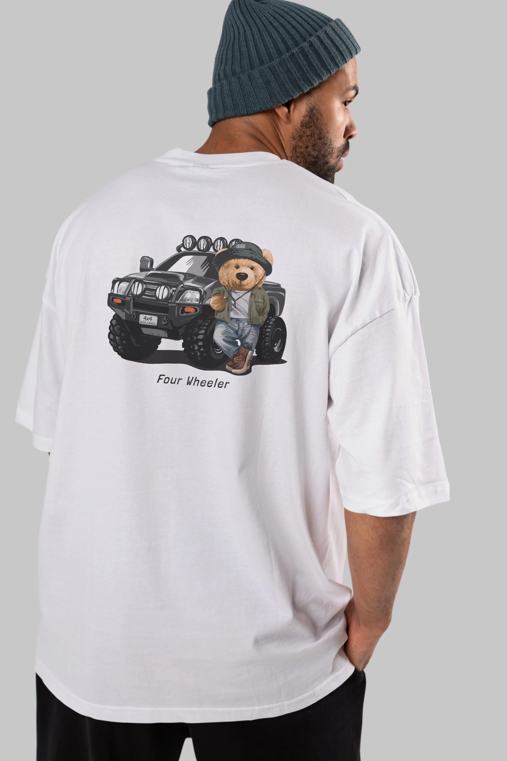 Teddy Bear Off Road Arka Baskılı Oversize t-shirt Erkek Kadın Unisex %100 Pamuk