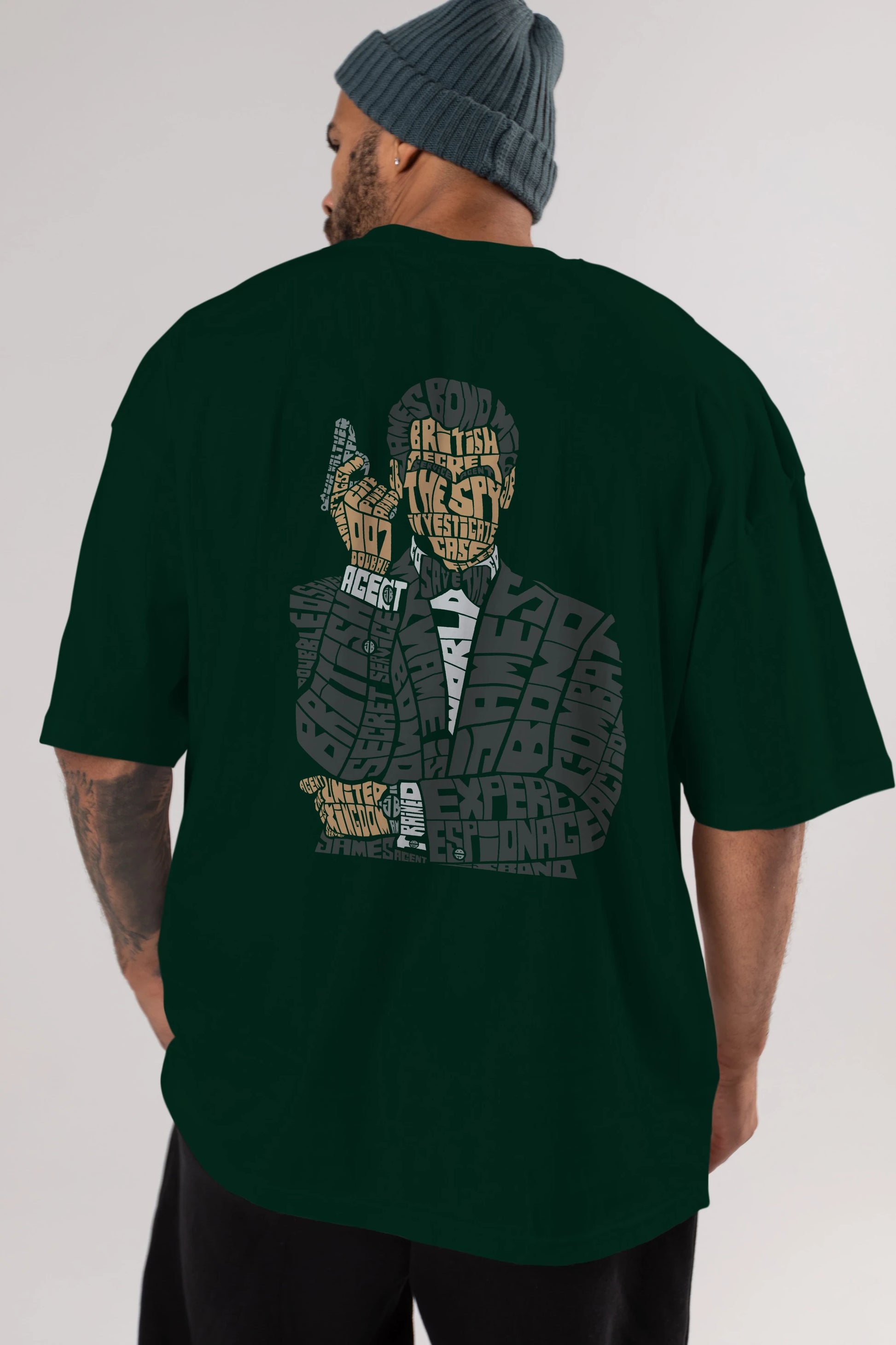 James Bond Arka Baskılı Oversize t-shirt %100 pamuk Erkek Kadın Unisex