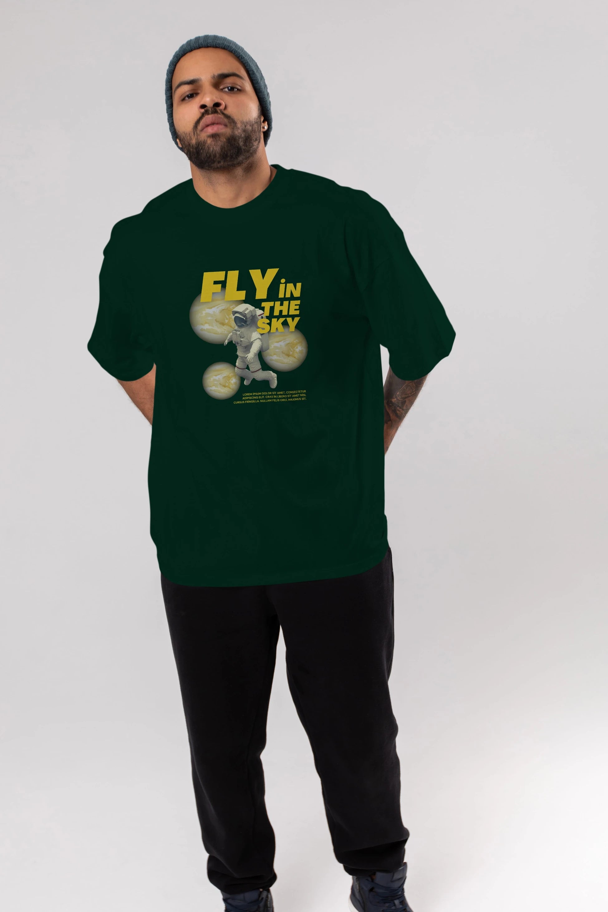 Fly in The Sky Ön Baskılı Oversize t-shirt Erkek Kadın Unisex