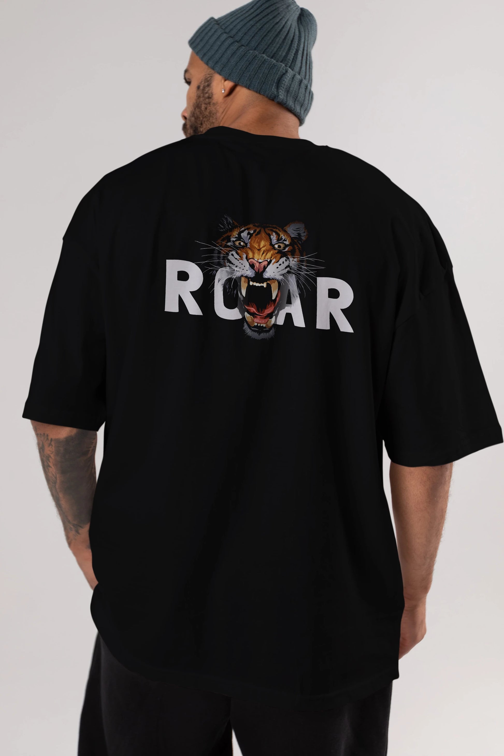 Teddy Bear Roar Arka Baskılı Oversize t-shirt Erkek Kadın Unisex %100 Pamuk