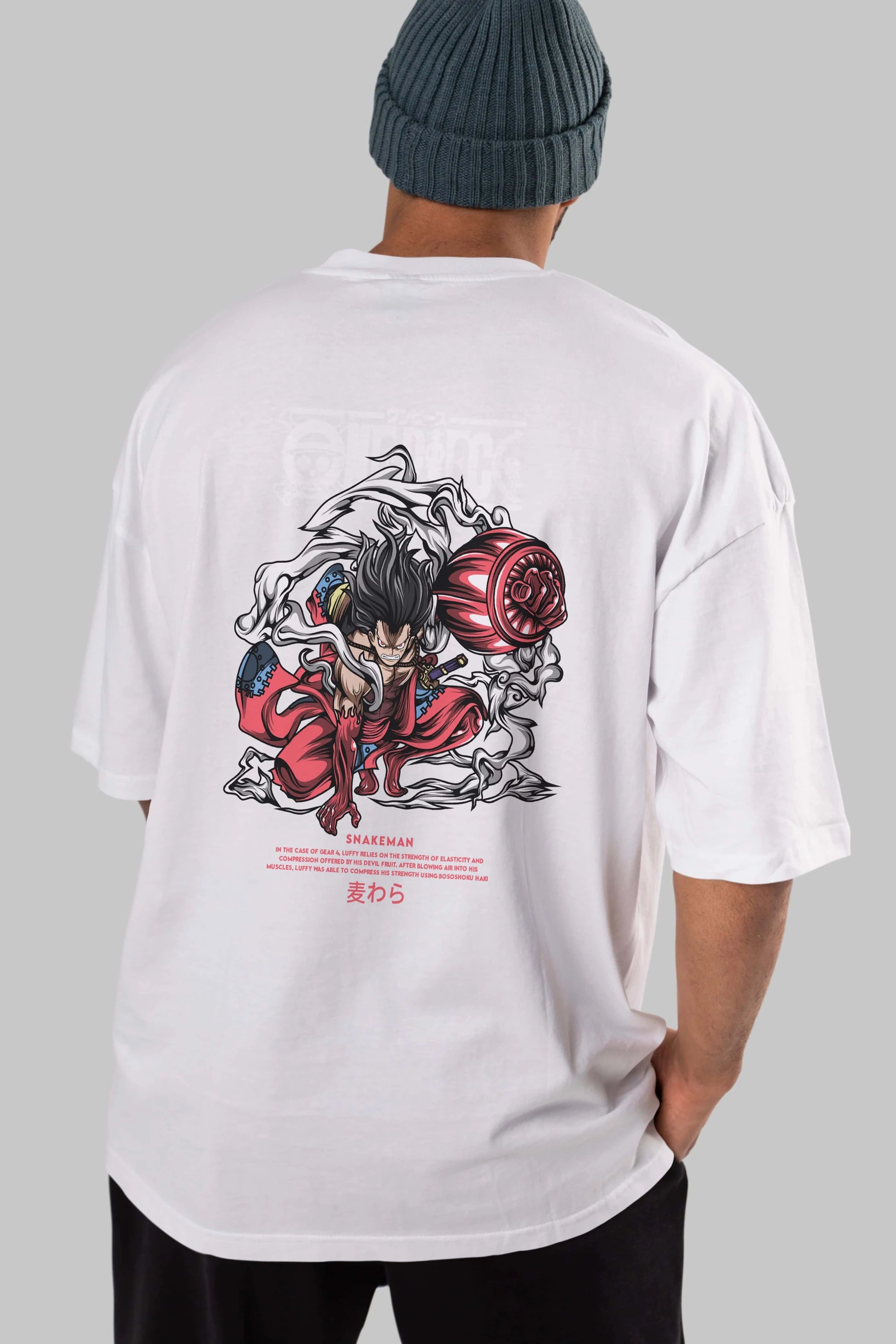 One Piece Snakeman Anime Arka Baskılı Oversize t-shirt Erkek Kadın Unisex